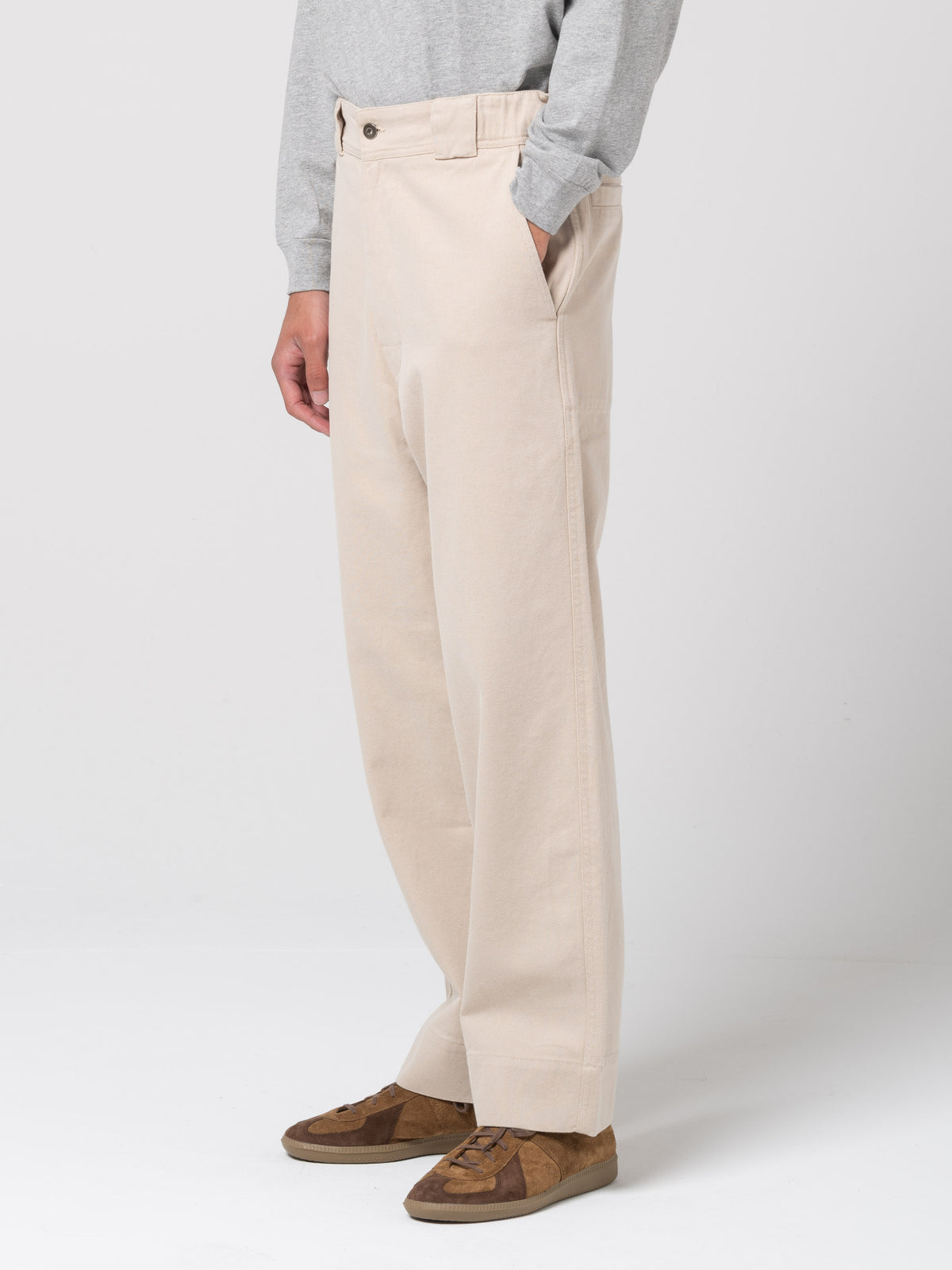 Pantalon en Drill de Laine MHL, Ivoire