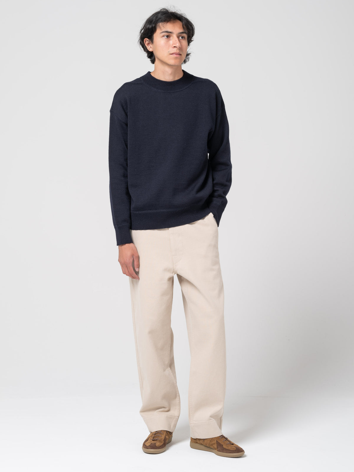 Pull Flatlock Guernsey MHL, Bleu Marine