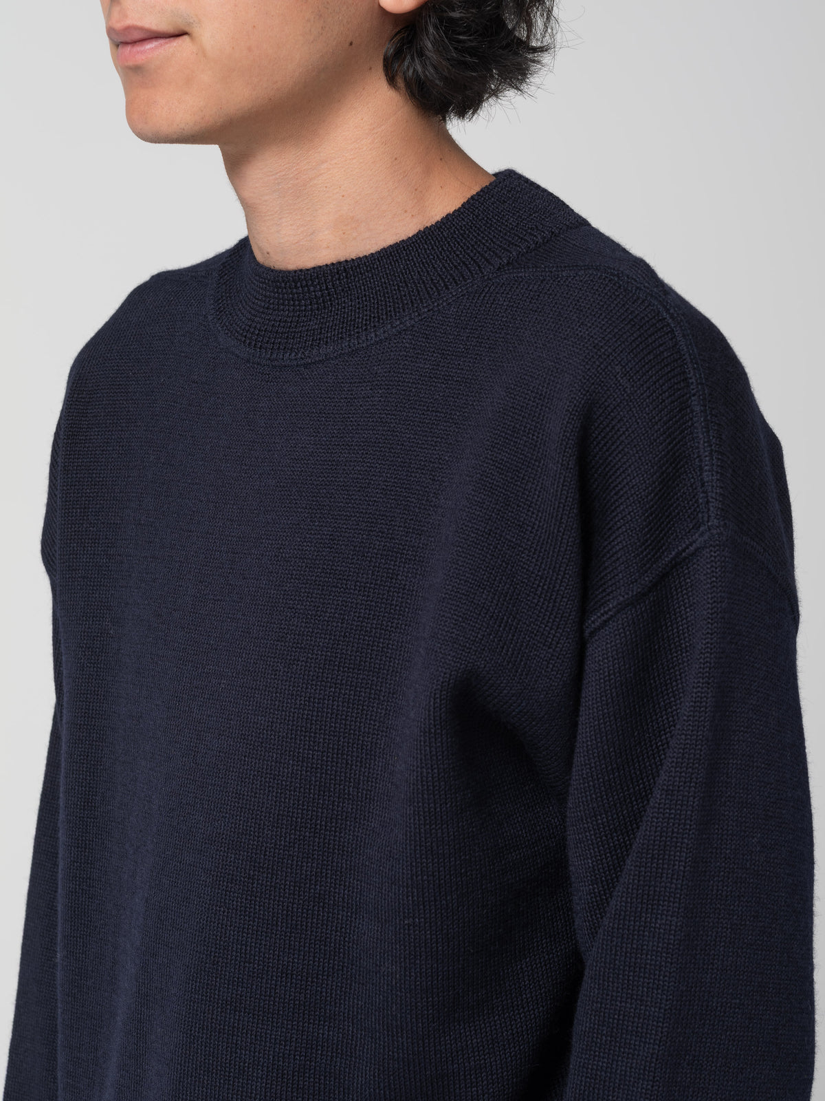 Pull Flatlock Guernsey MHL, Bleu Marine