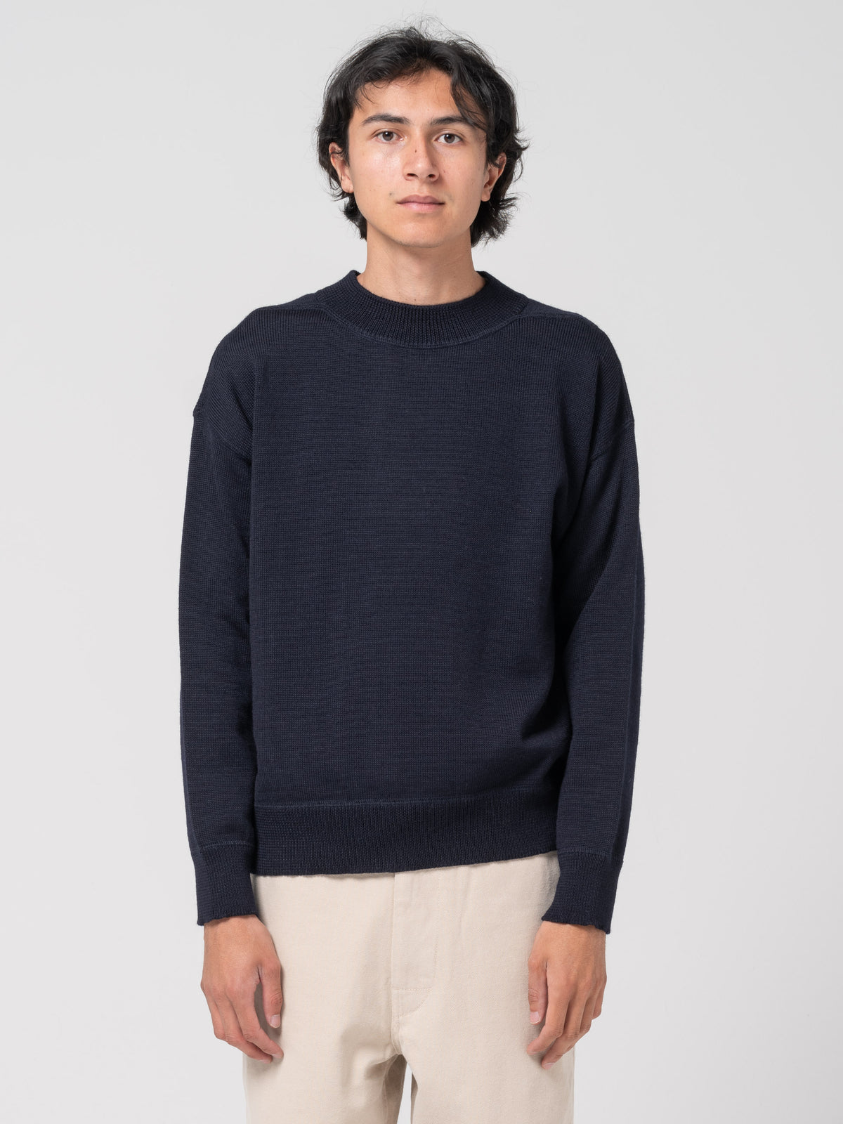 Pull Flatlock Guernsey MHL, Bleu Marine