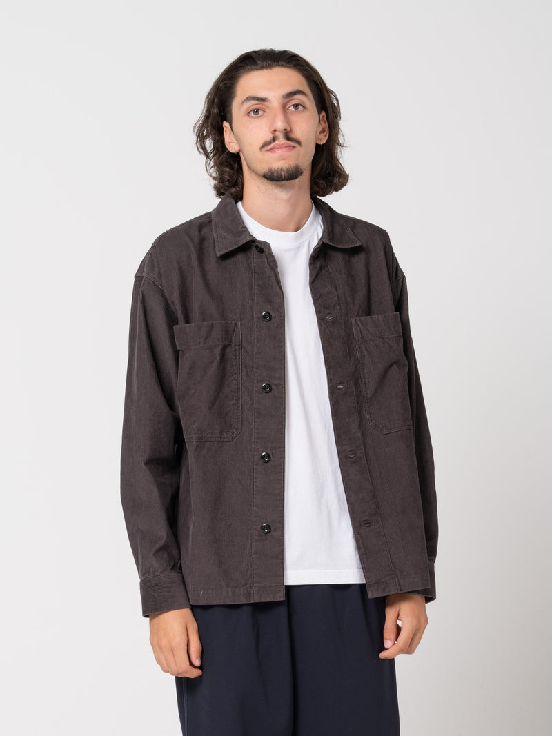 Chemise en Velours de Coton Brut, Plomb