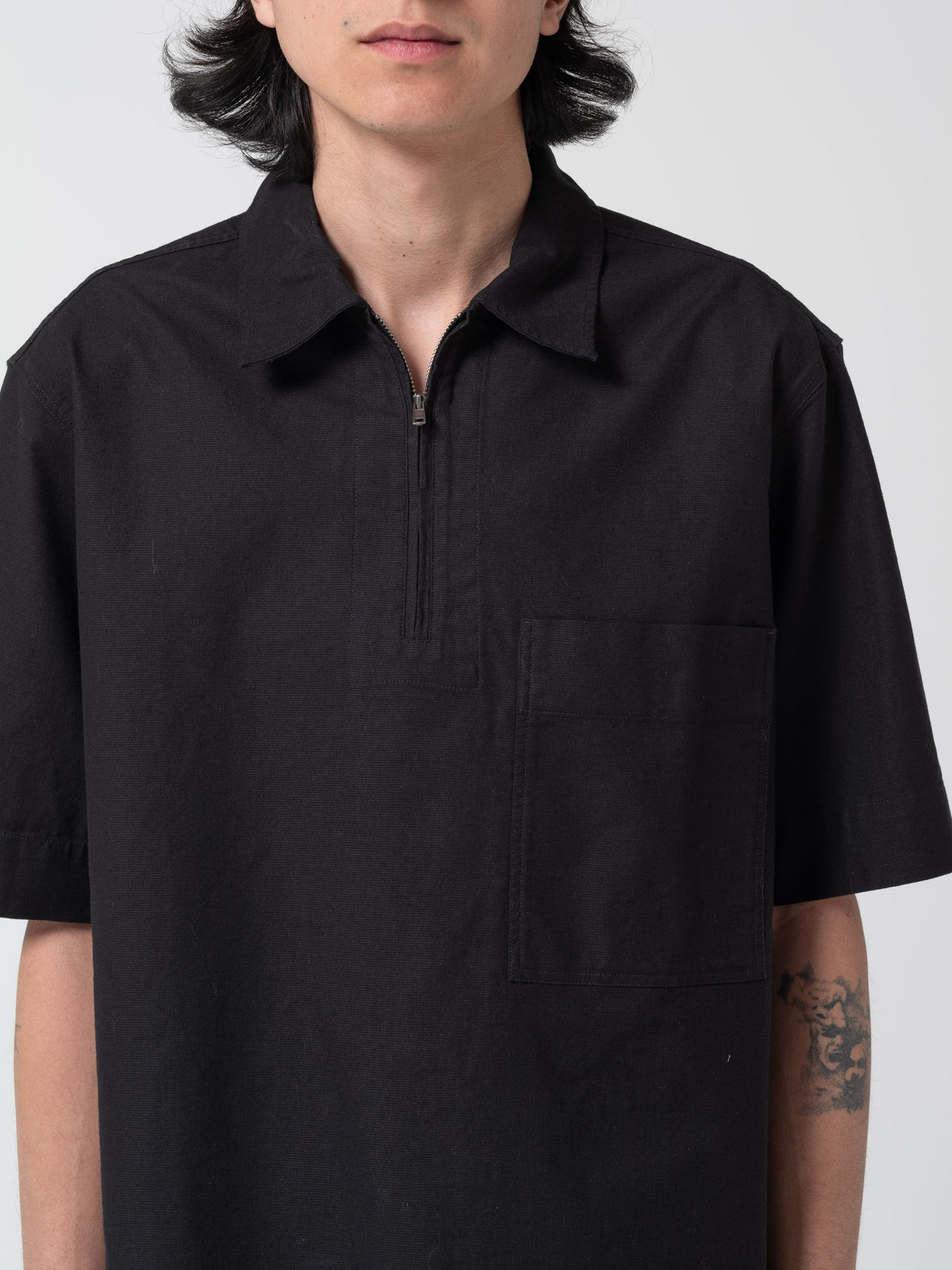 Chemise Half-Zip MHL, Noir Texturé