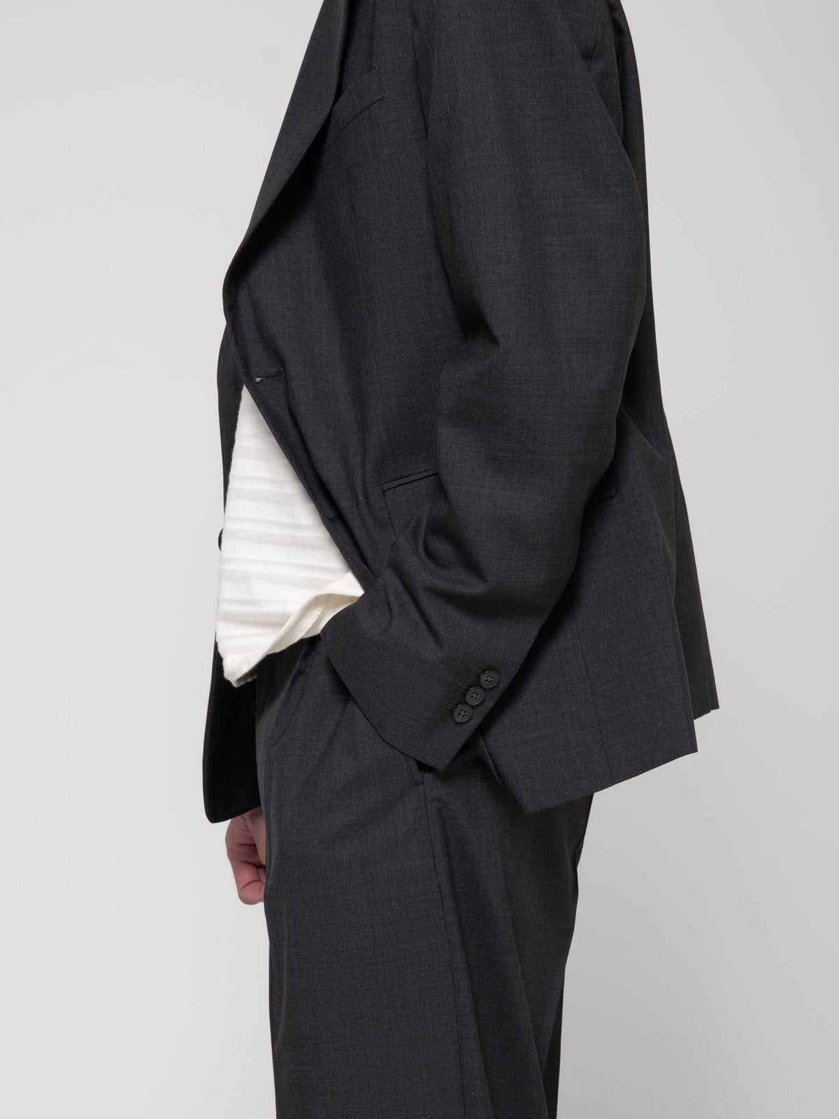 Blazer Single Breasted, Dark Grey Tropical Wool