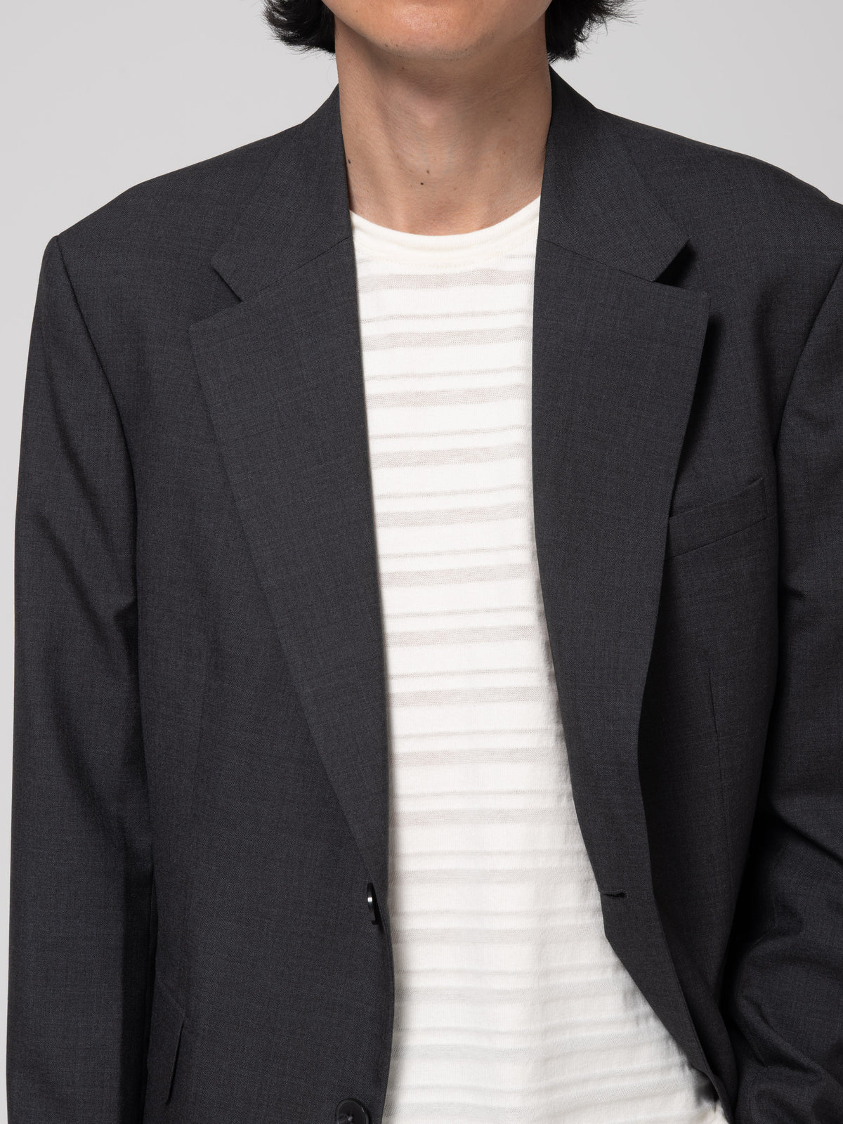 Blazer Single Breasted, Dark Grey Tropical Wool