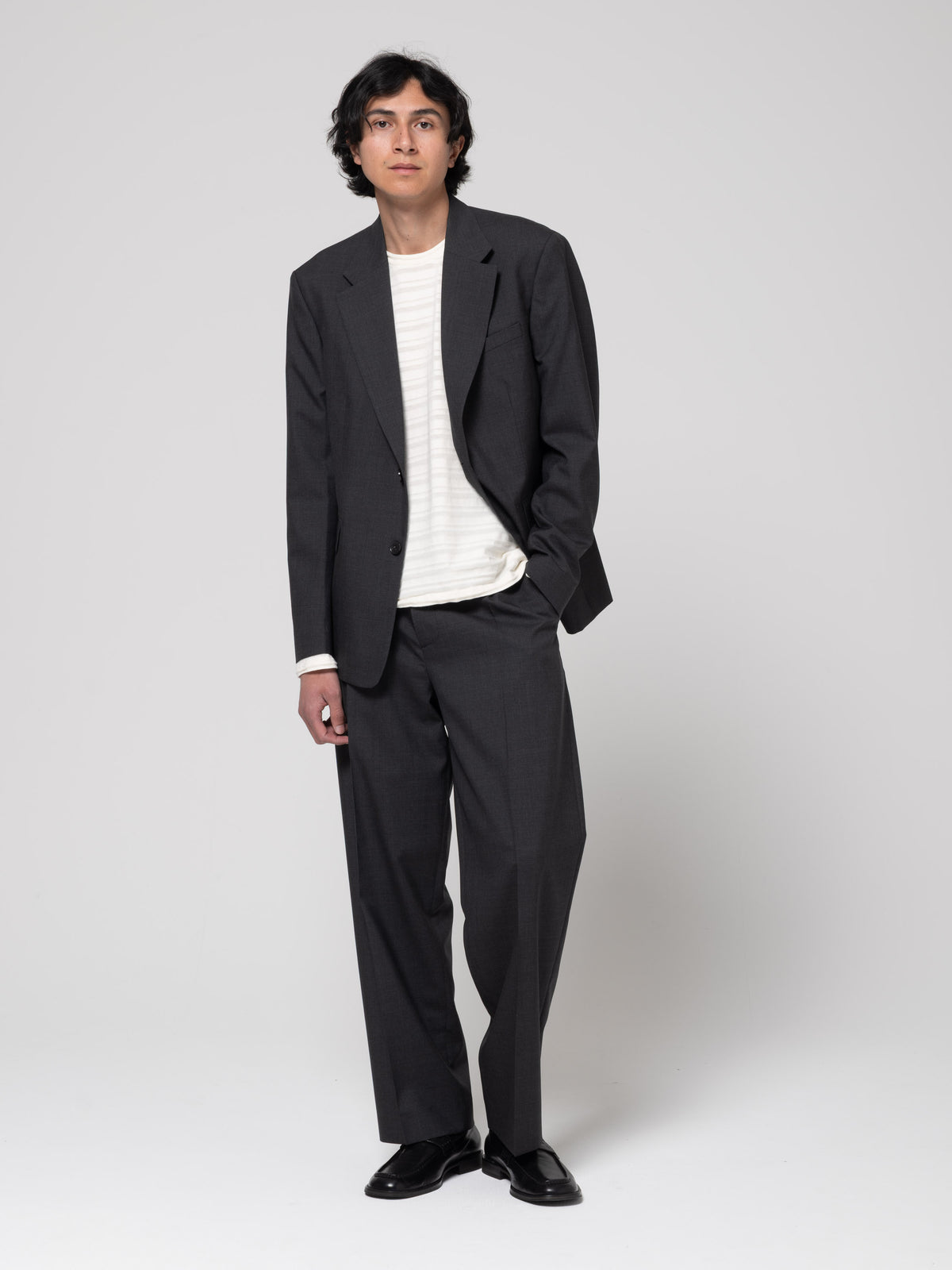 Blazer Single Breasted, Dark Grey Tropical Wool