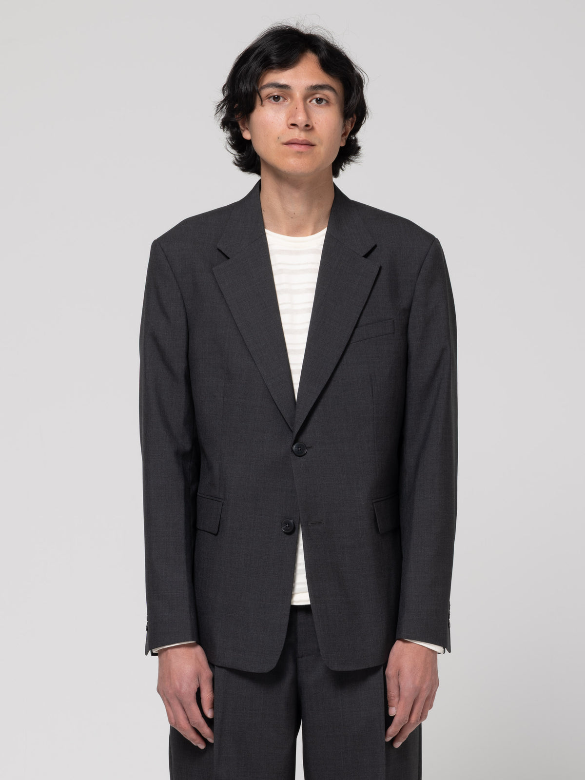 Blazer Single Breasted, Dark Grey Tropical Wool