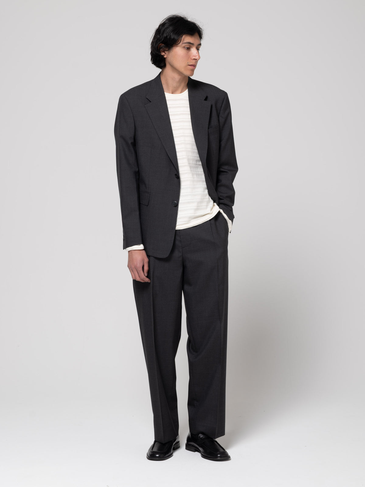 Blazer Single Breasted, Dark Grey Tropical Wool