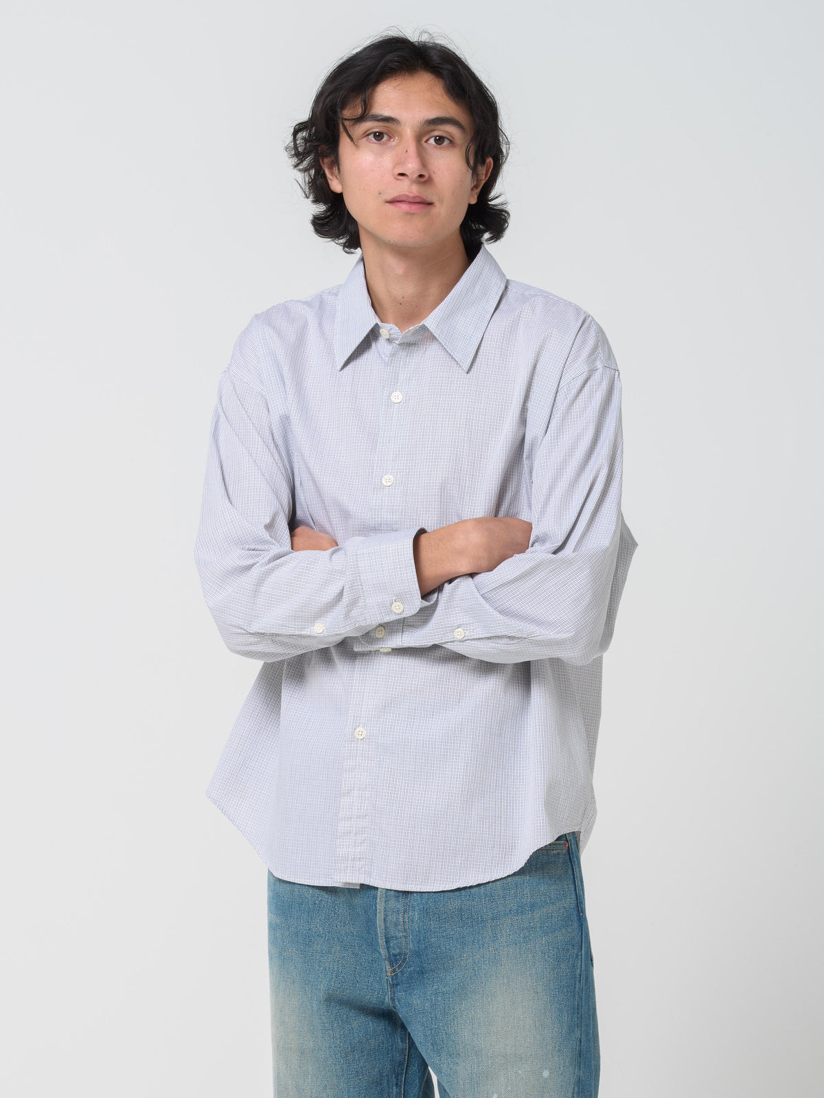 Chemise Exact, Grey Micro Check