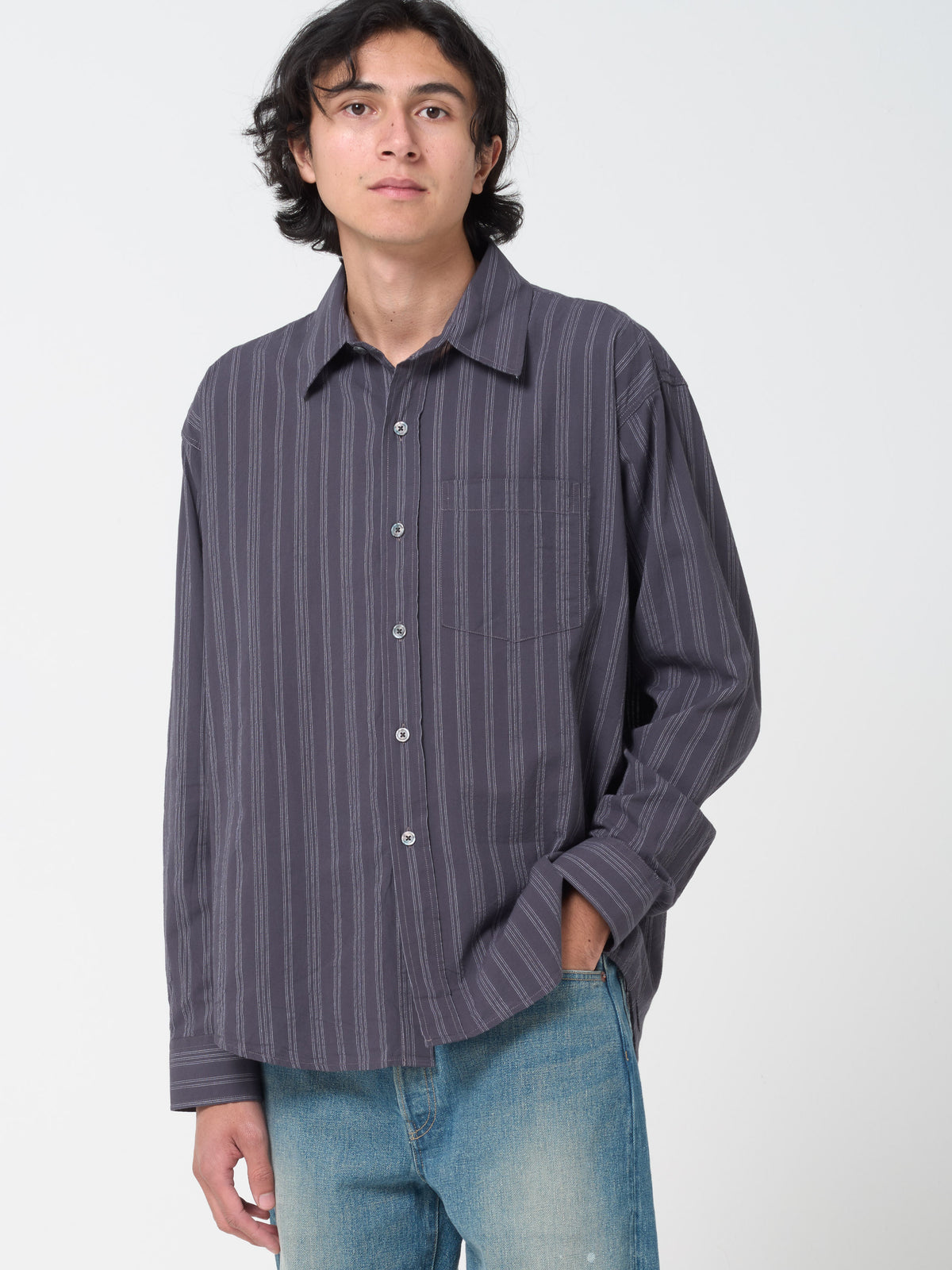 Chemise Executive, Dark Grey Double Stripe
