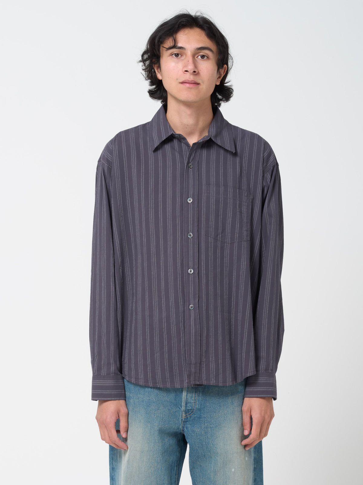 Chemise Executive, Dark Grey Double Stripe