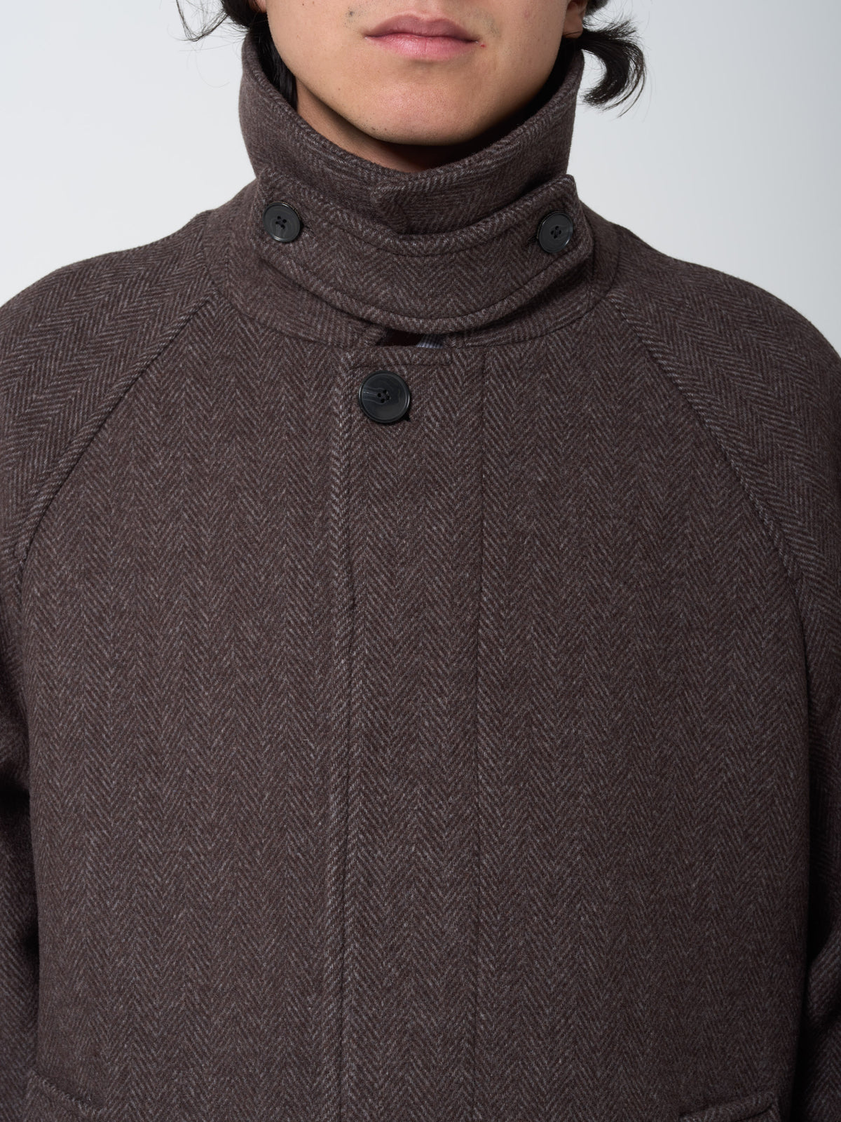 Manteau Installation, Gris Brun à Chevrons