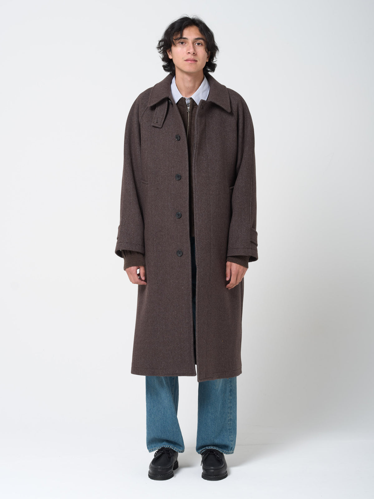 Manteau Installation, Gris Brun à Chevrons