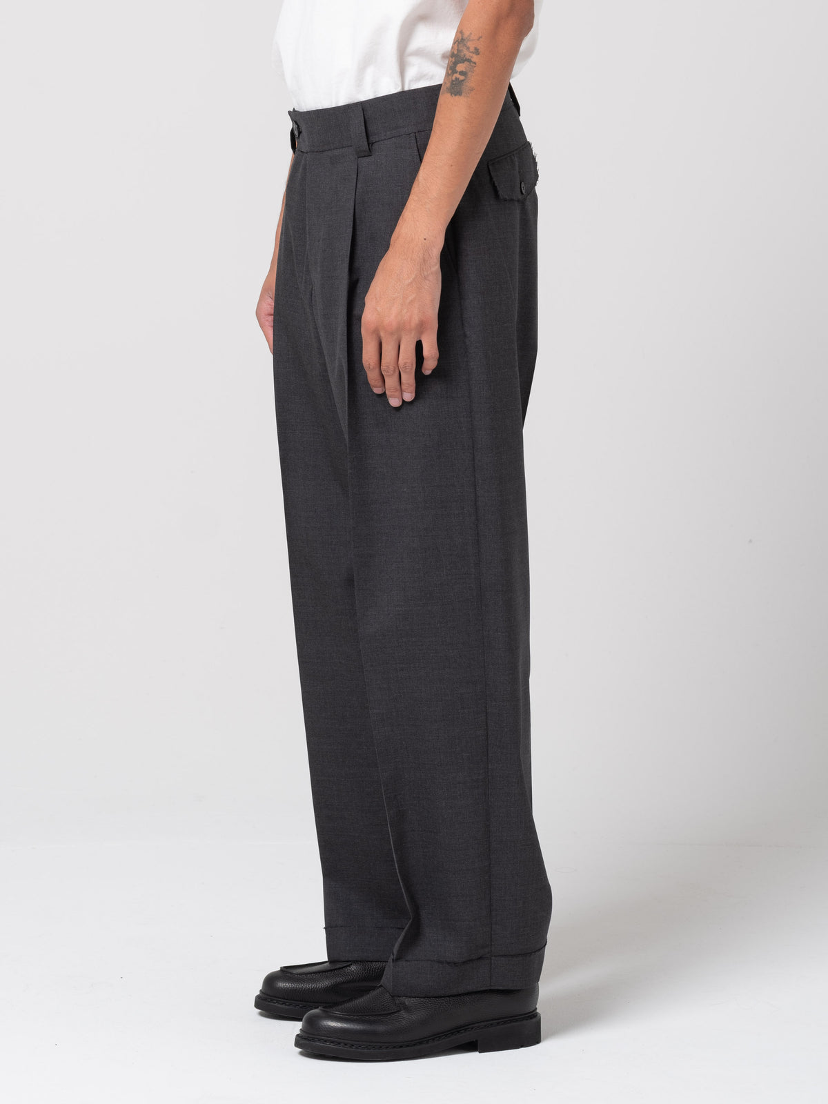 Pantalon Patch, Grey Worsted Wool