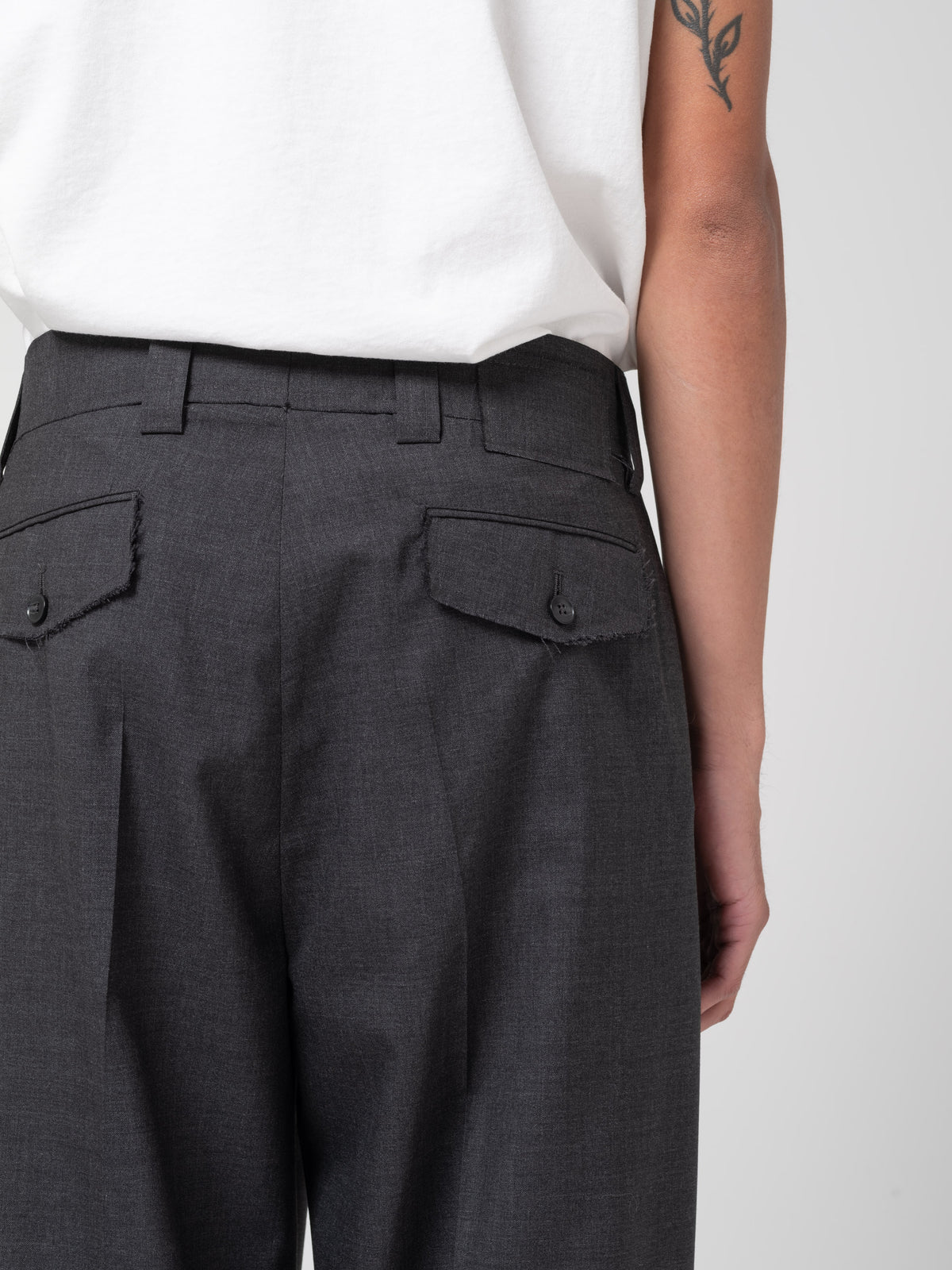 Pantalon Patch, Grey Worsted Wool