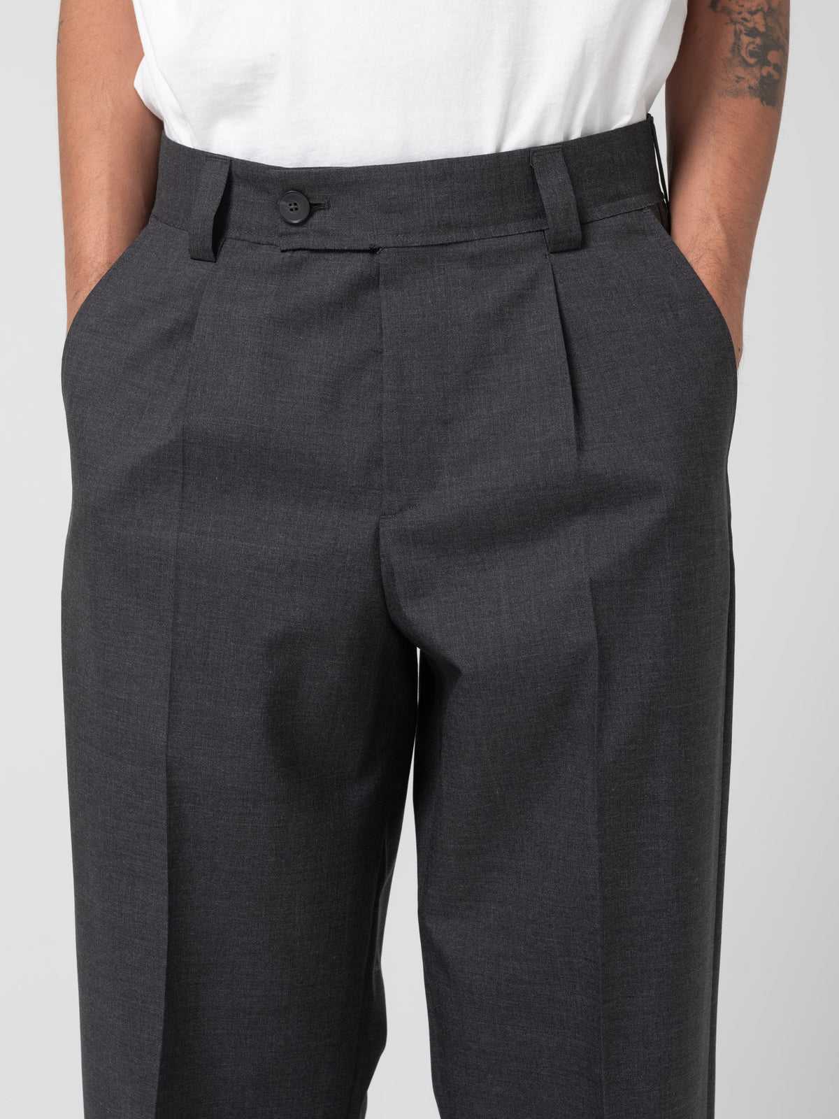 Pantalon Patch, Grey Worsted Wool