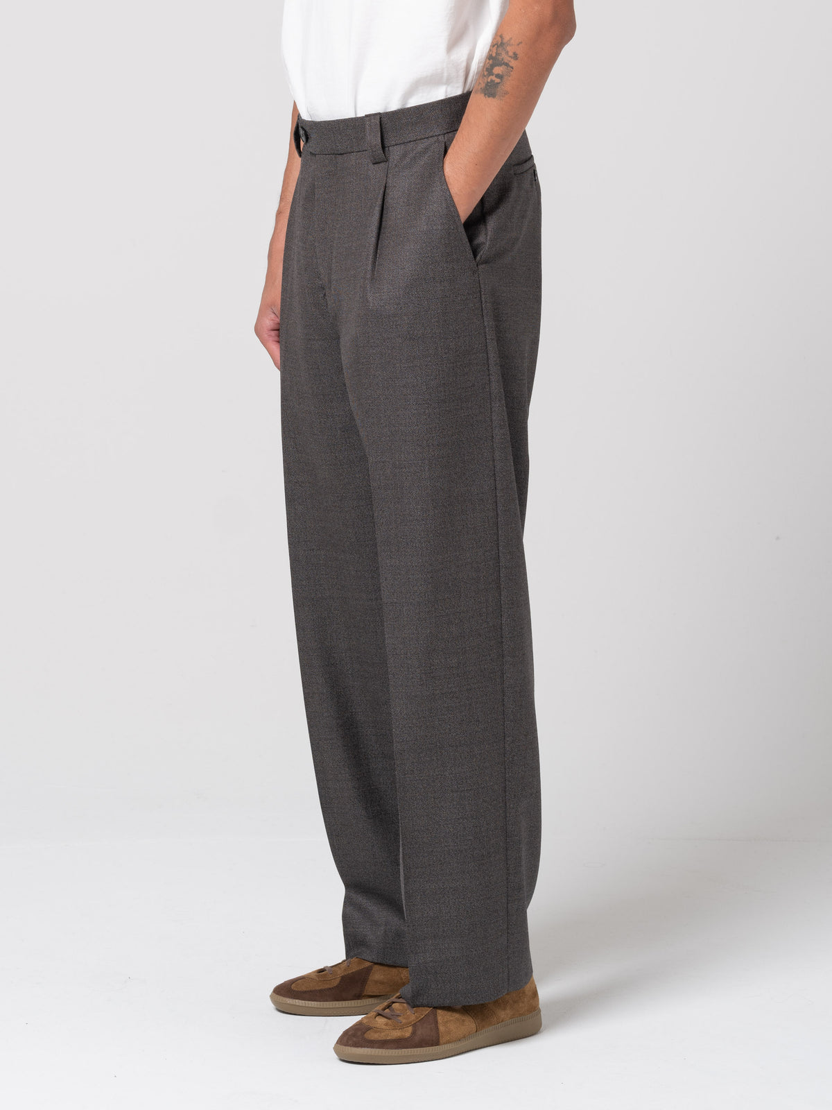 Pantalon Service, Warm Grey Twist Wool