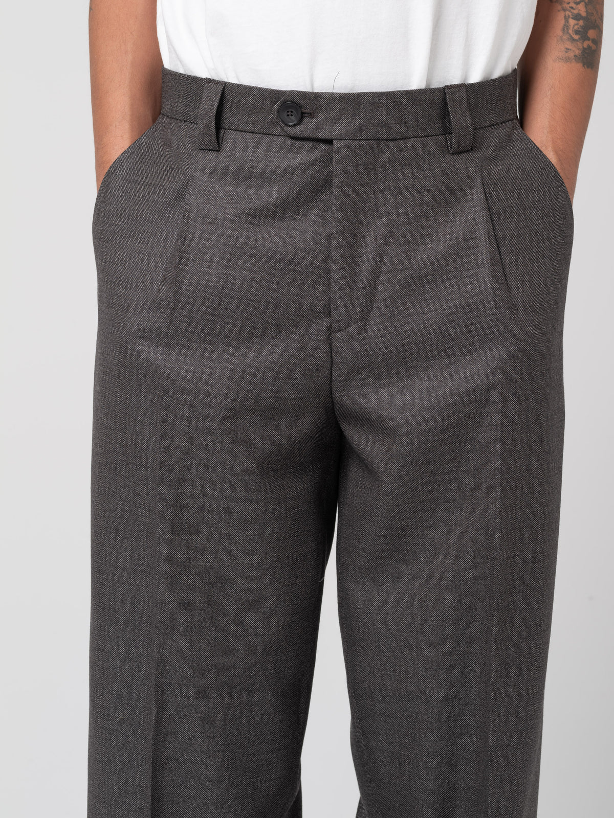 Pantalon Service, Warm Grey Twist Wool