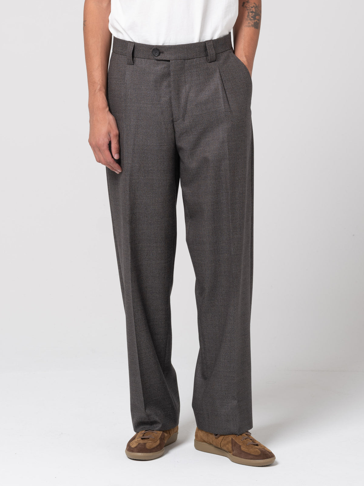 Pantalon Service, Warm Grey Twist Wool