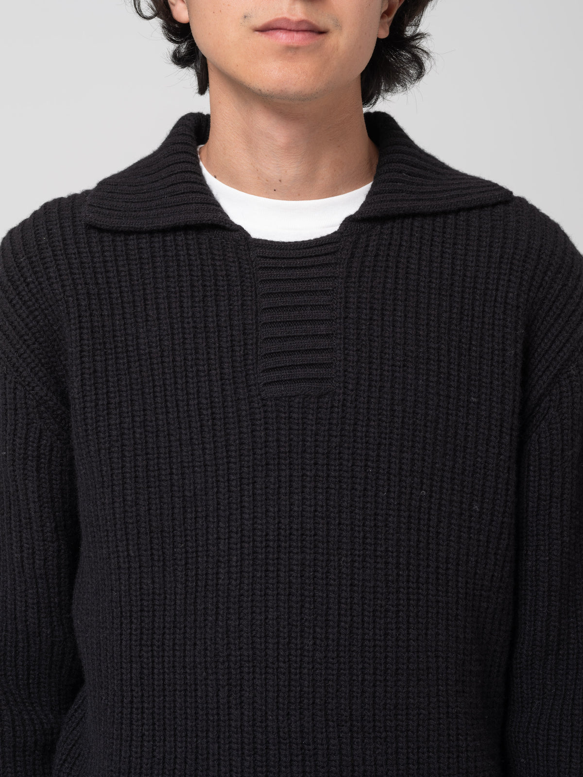 Pull Col Polo, Noir
