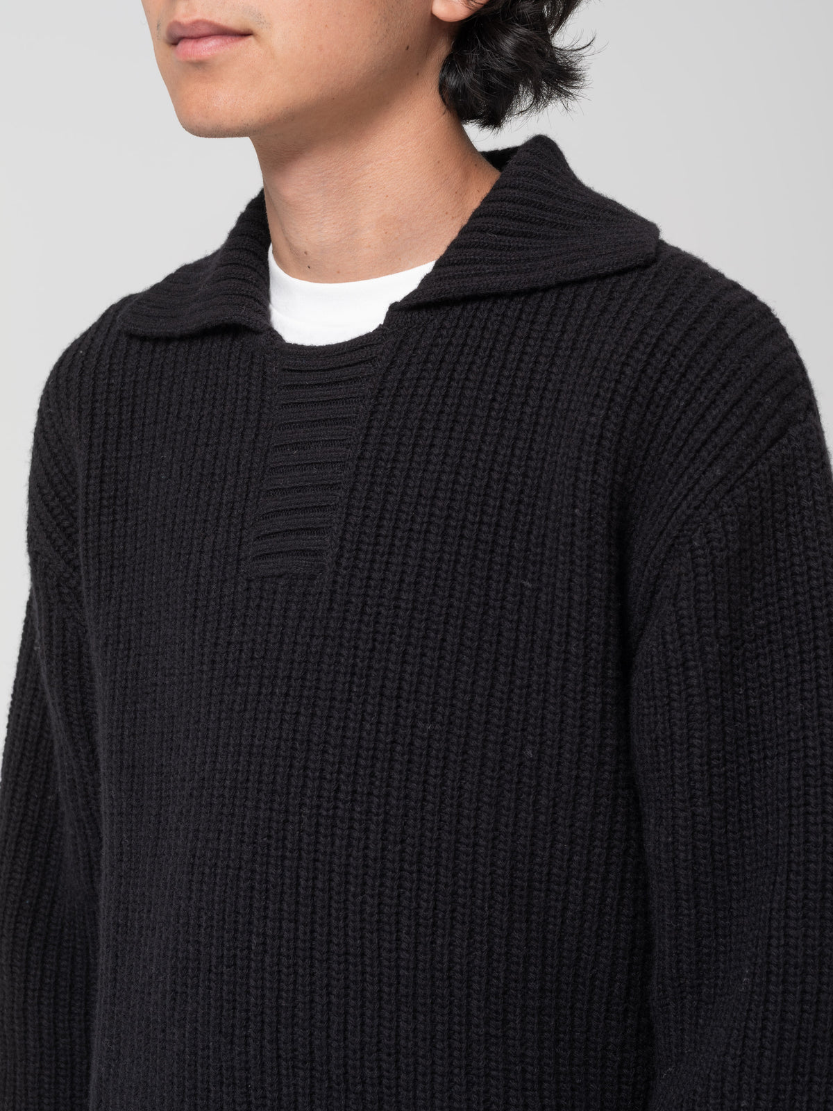 Pull Col Polo, Noir