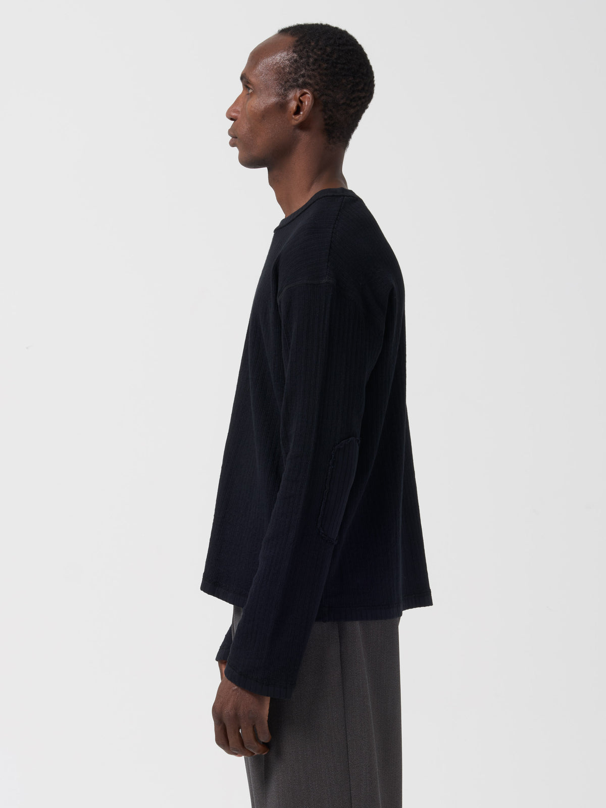 Sweatshirt à Côte Retourné, Noir