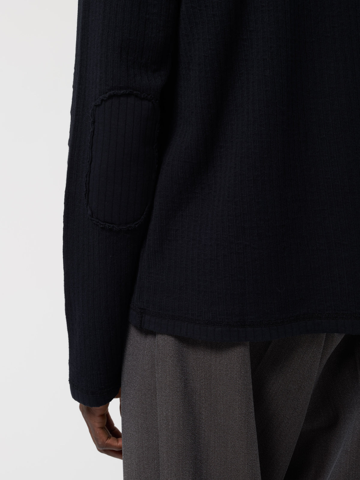 Sweatshirt à Côte Retourné, Noir