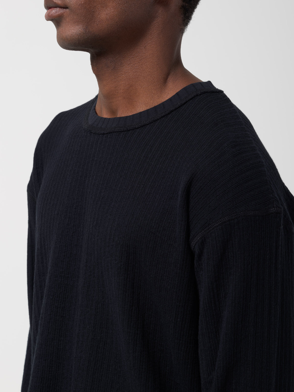 Sweatshirt à Côte Retourné, Noir