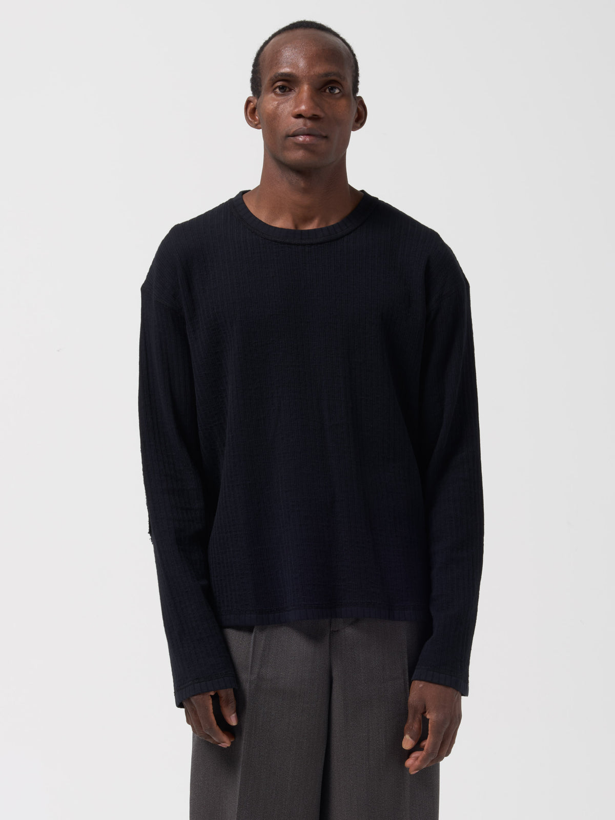 Sweatshirt à Côte Retourné, Noir