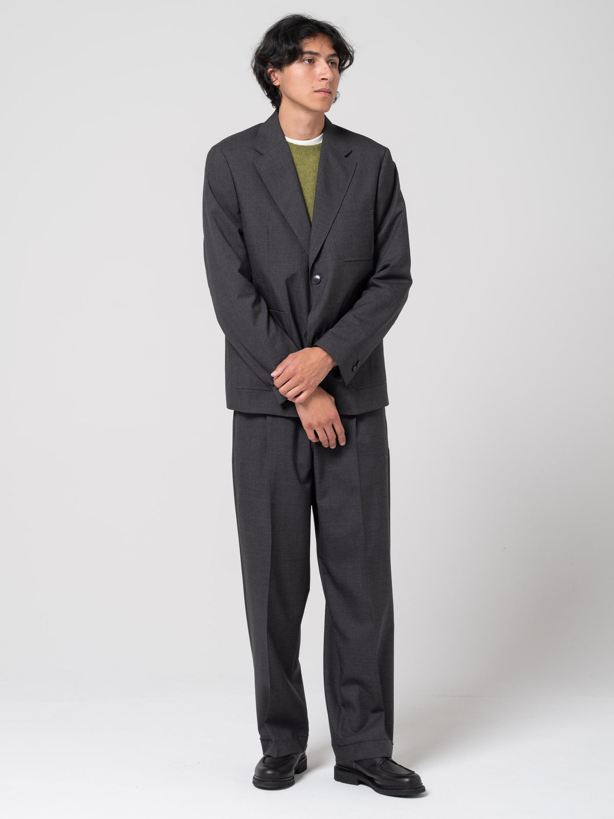 Pantalon Patch, Grey Worsted Wool