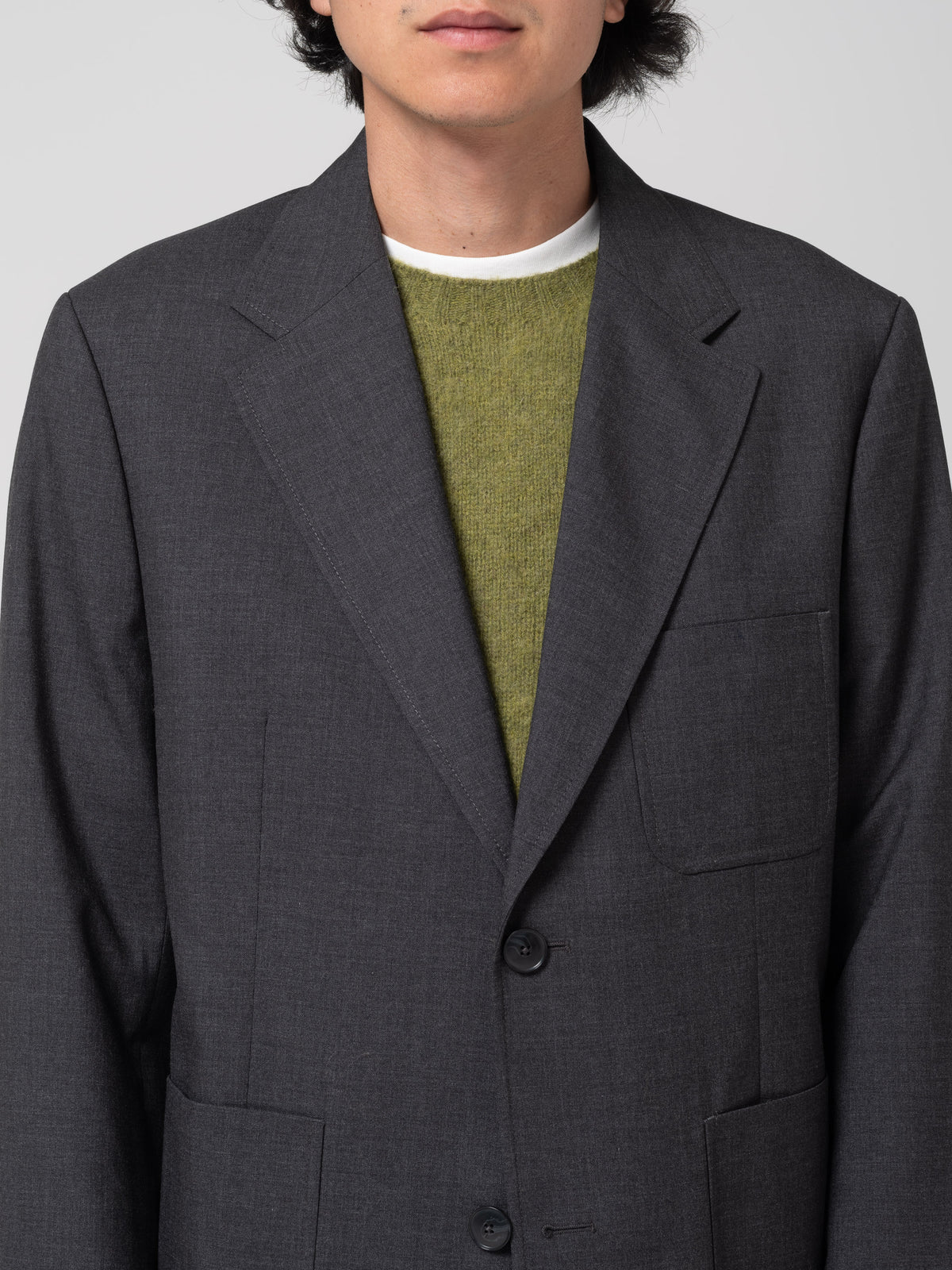Blazer Patch, Grey Worsted Wool