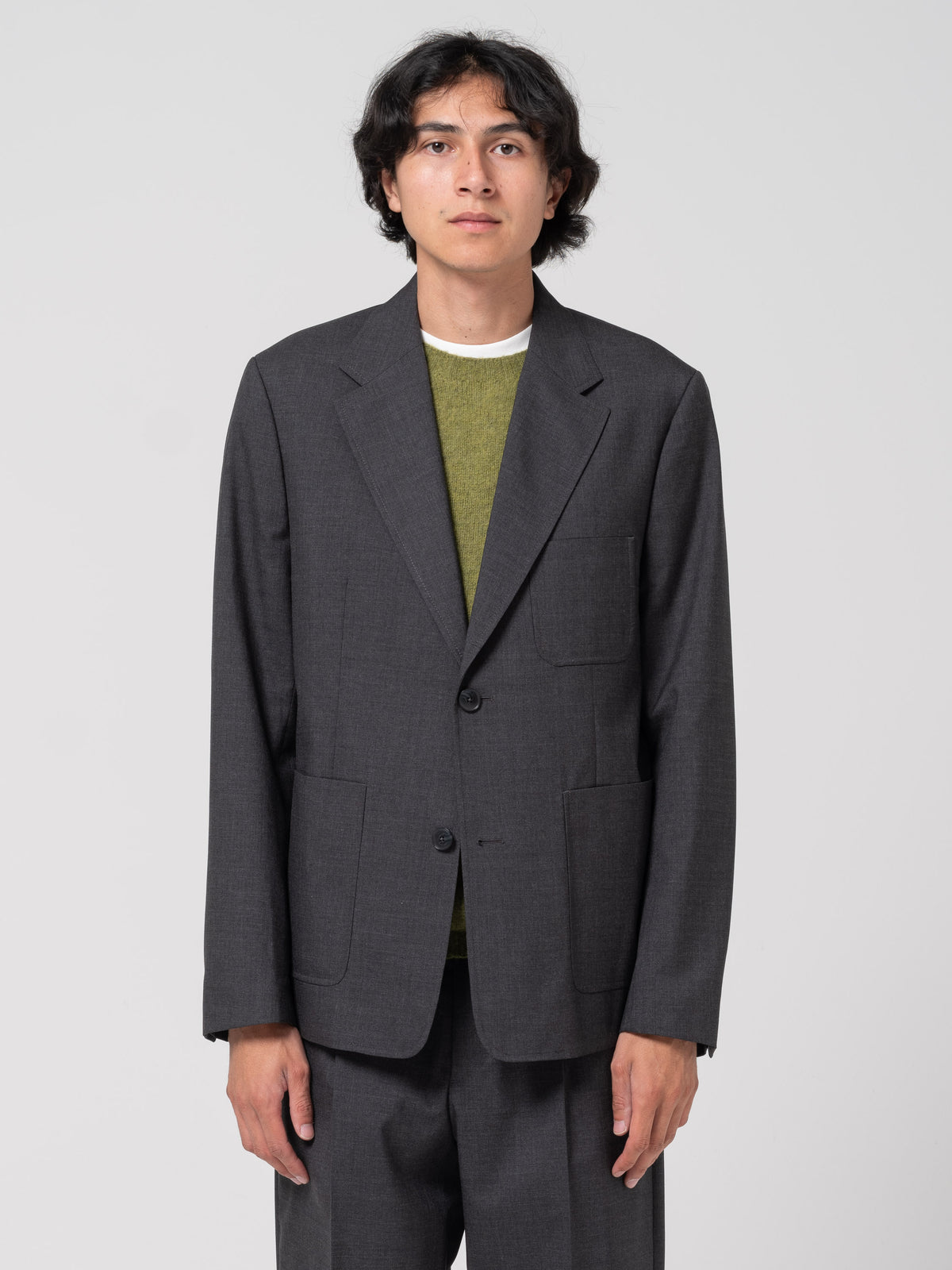 Blazer Patch, Grey Worsted Wool