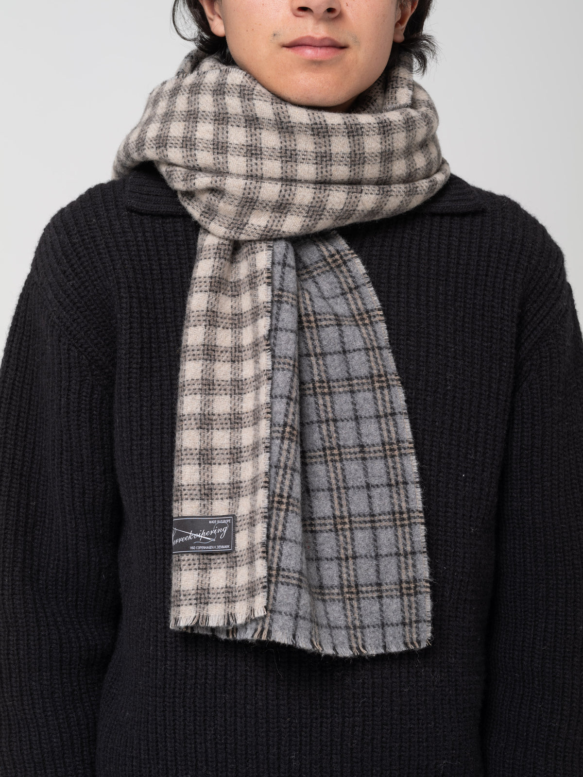 Écharpe en Laine, Grey Double Face Check