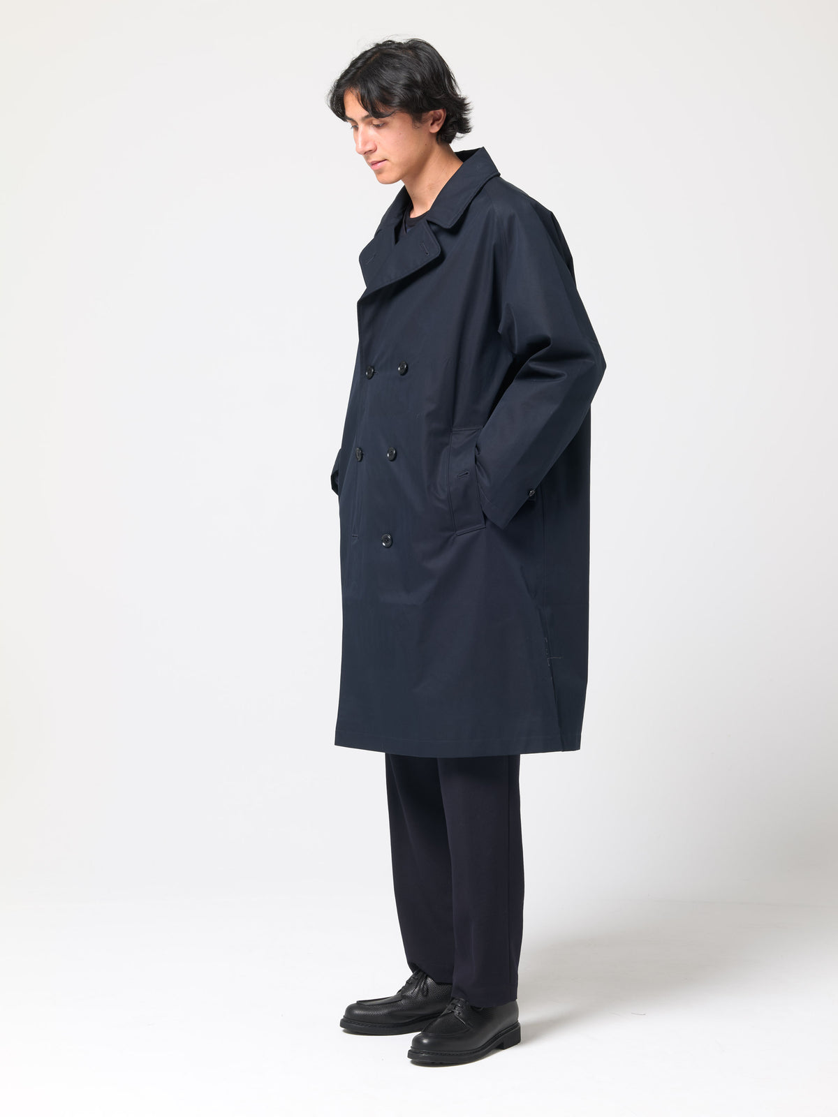 Manteau Croisé Coton Gore-Tex, Bleu Marine