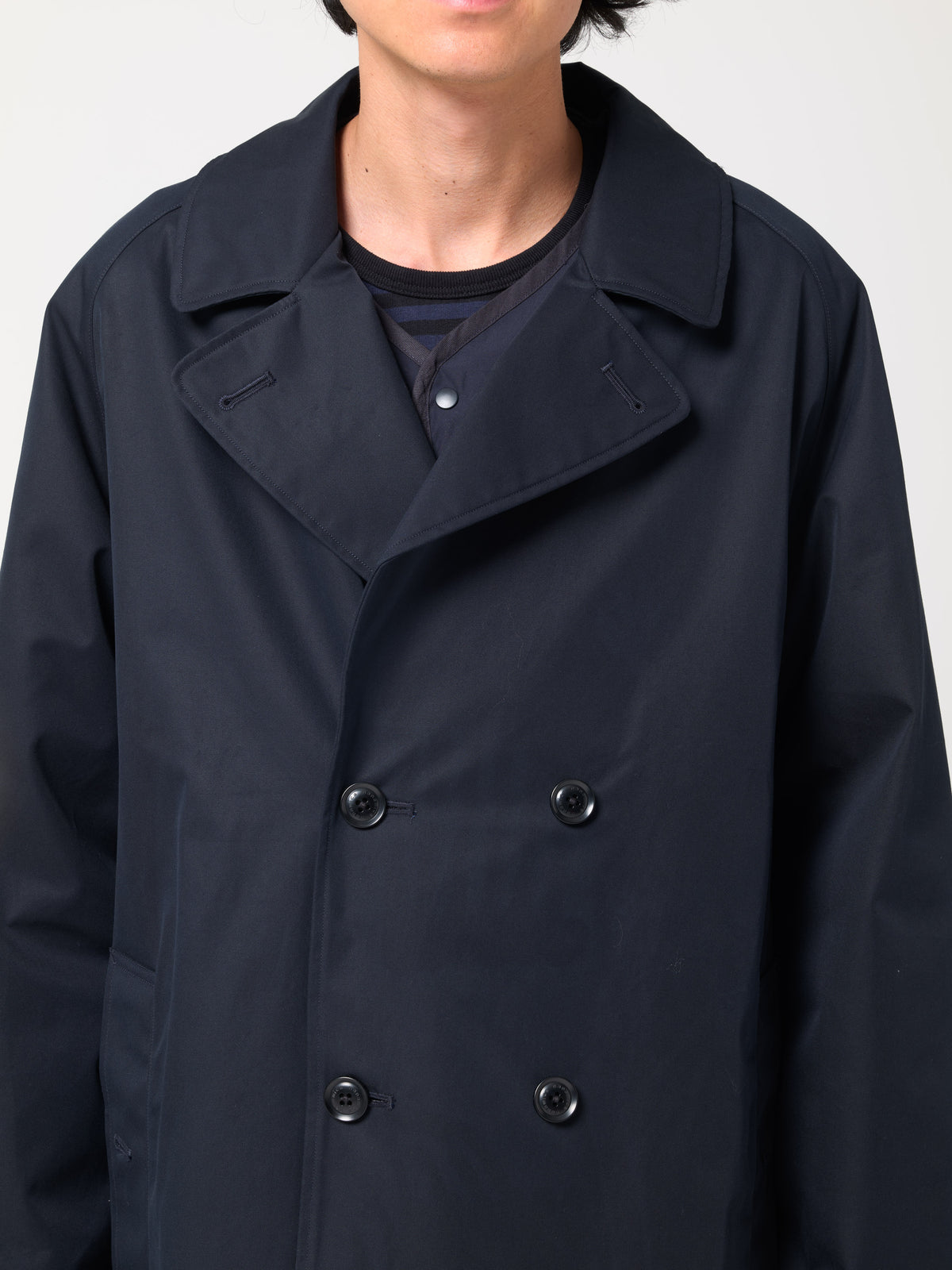 Manteau Croisé Coton Gore-Tex, Bleu Marine