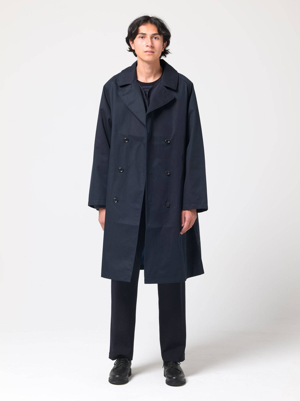 Manteau Croisé Coton Gore-Tex, Bleu Marine