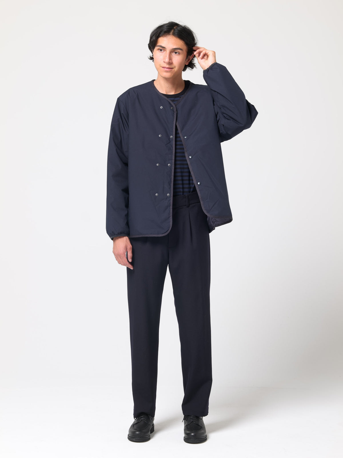 Cardigan Down Reversible, Bleu Marine