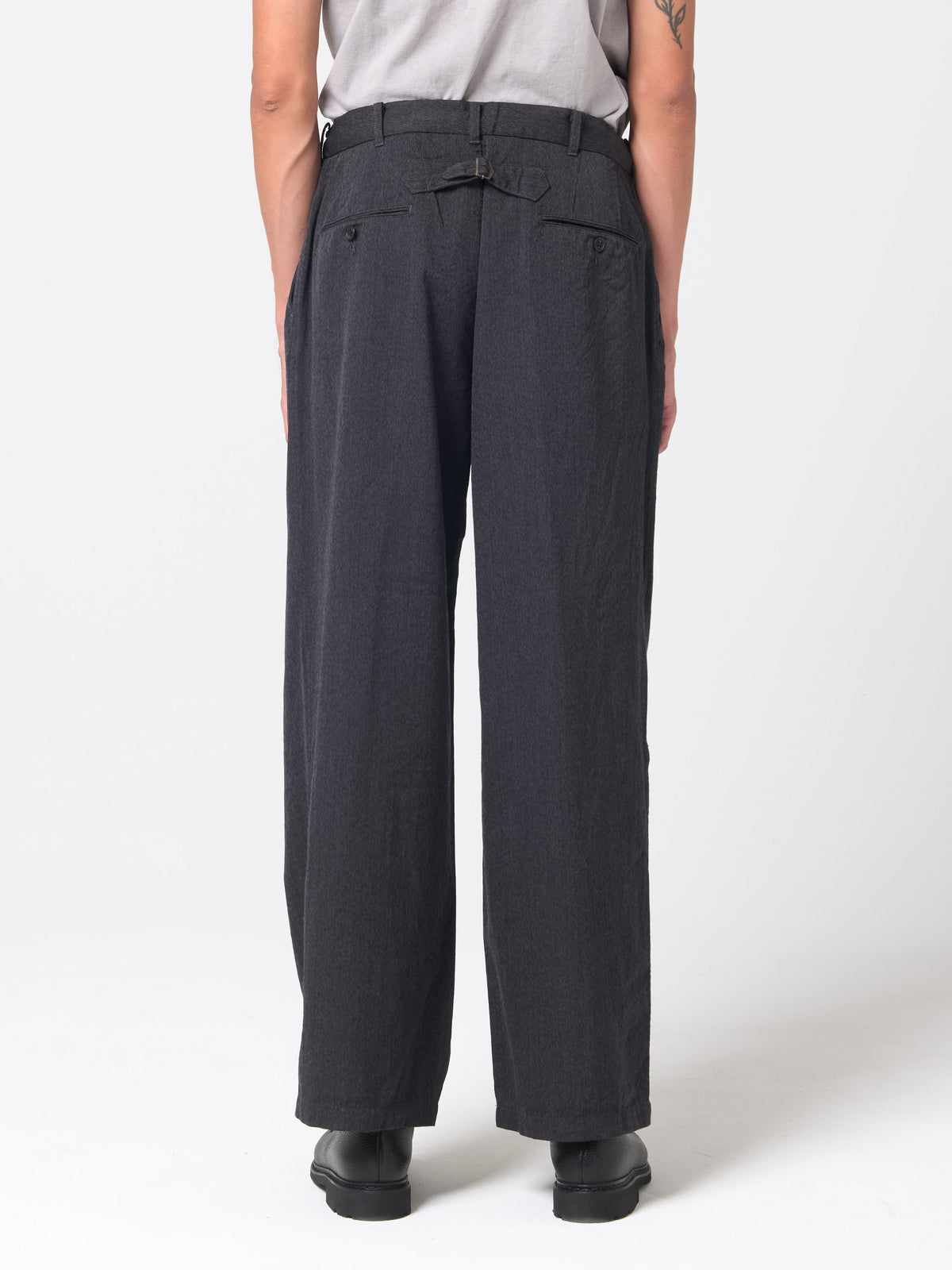 Pantalon Gabardine de Laine, Gris Foncé