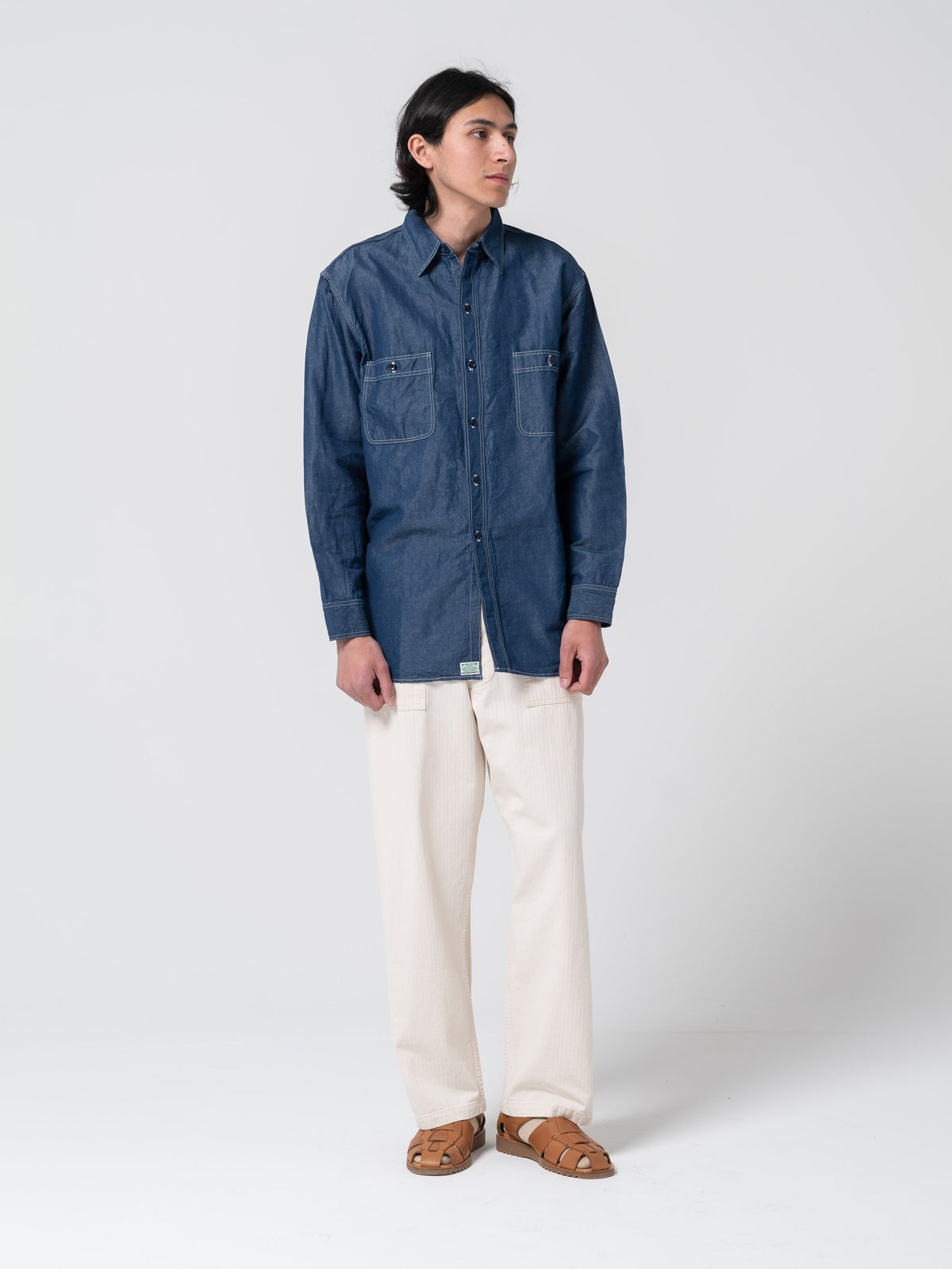 Pantalon Fatigue Herringbone Twill, Ecru