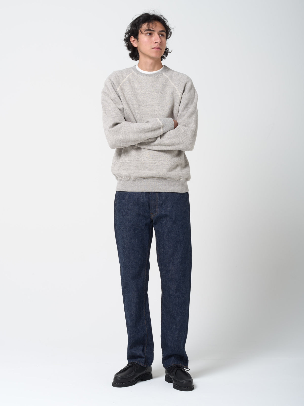 Sweatshirt Loopwheel Crewneck, Gris Chiné