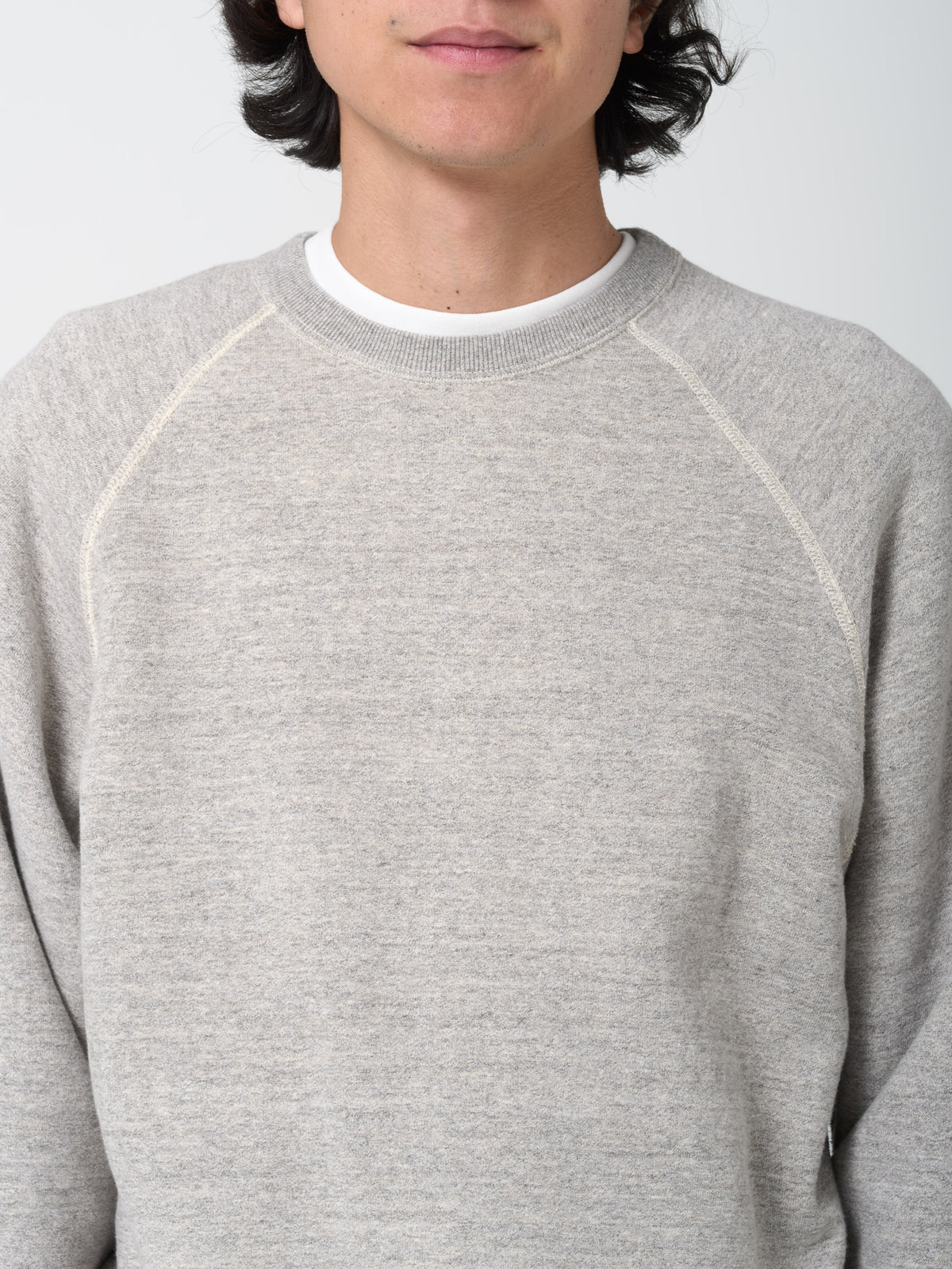 Sweatshirt Loopwheel Crewneck, Gris Chiné
