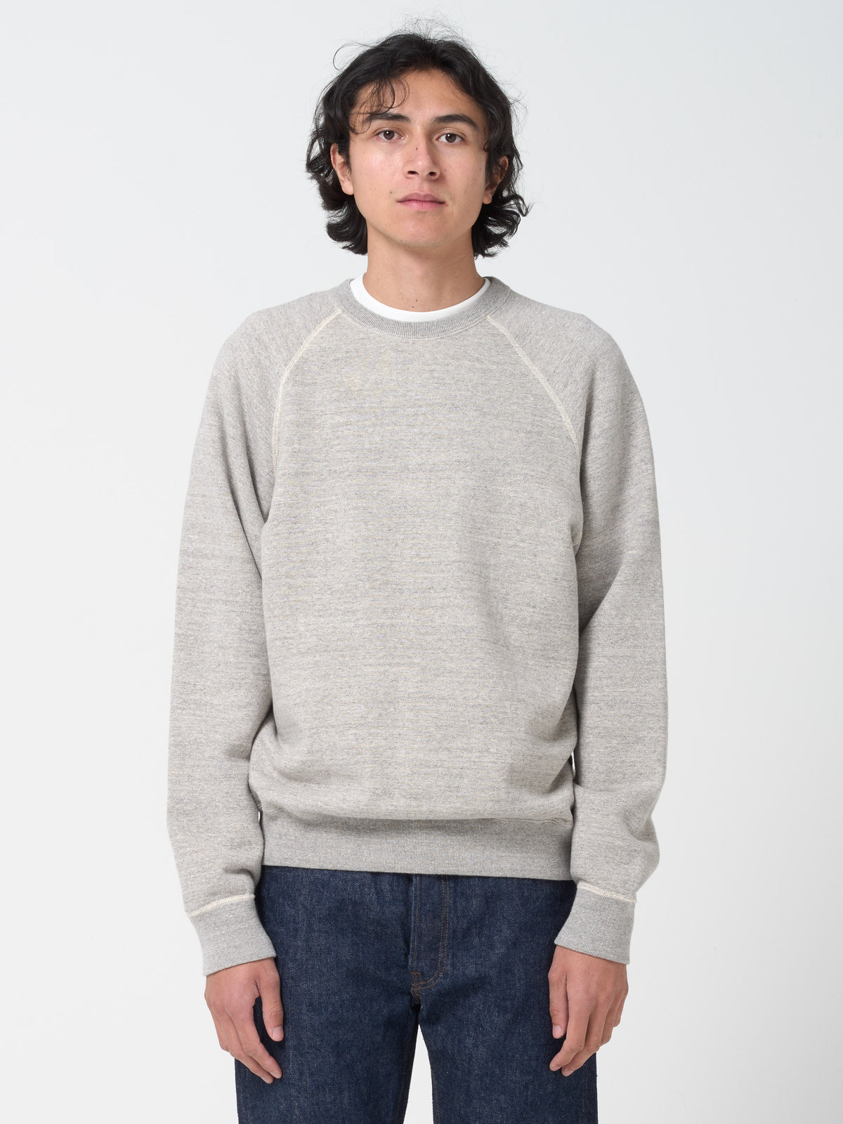 Sweatshirt Loopwheel Crewneck, Gris Chiné