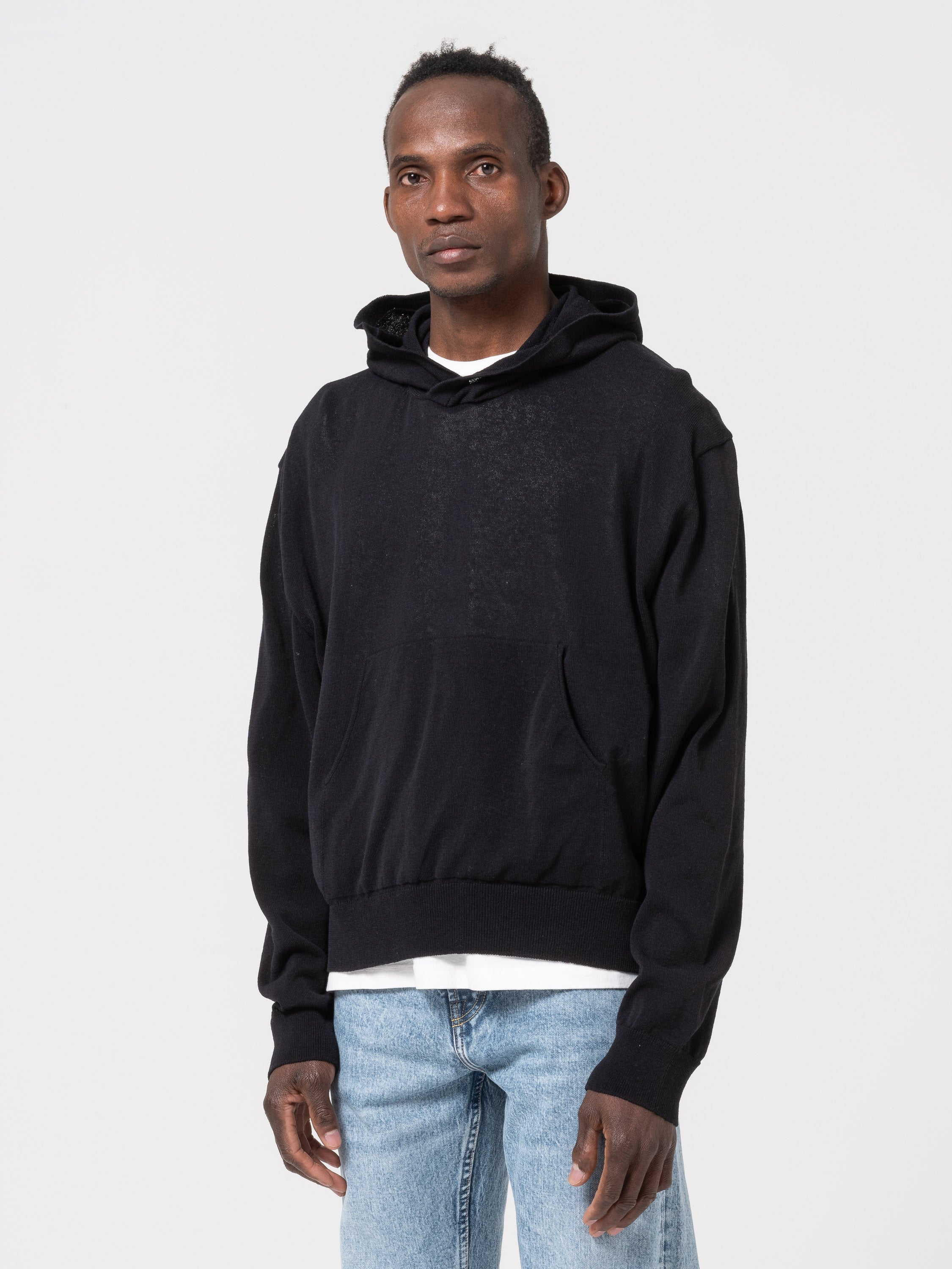 Knitted Hoodie, Shadow Black Crispy Cotton