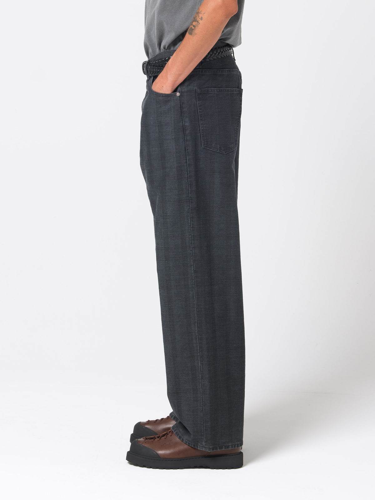 Jean Vast Cut, Black Coated Herringbone