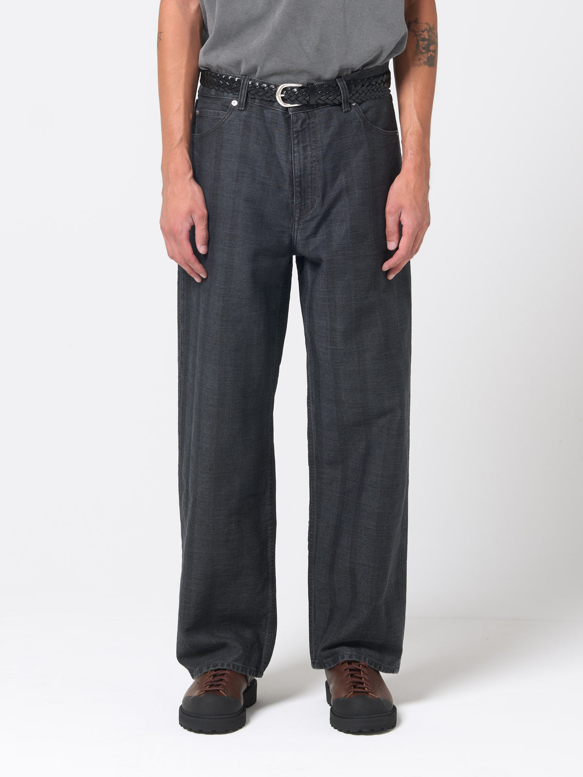 Jean Vast Cut, Black Coated Herringbone