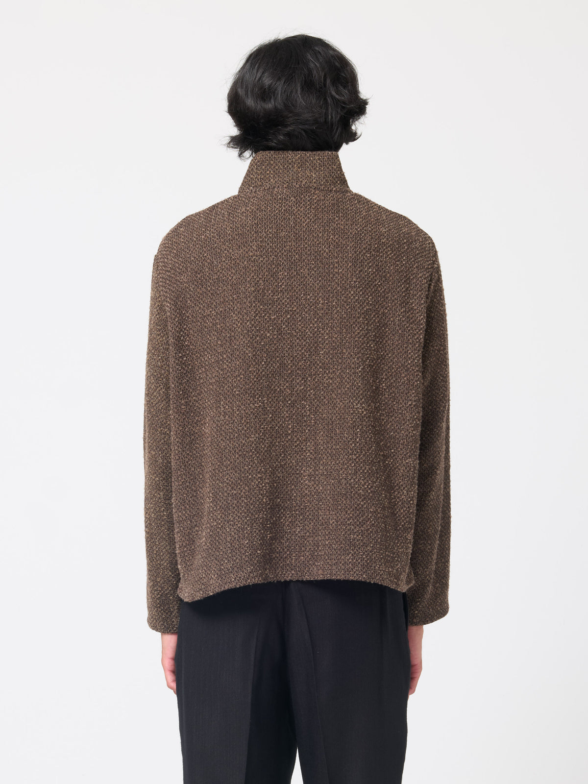 Polo Shrunken, Brown Sparse Buckle Weave