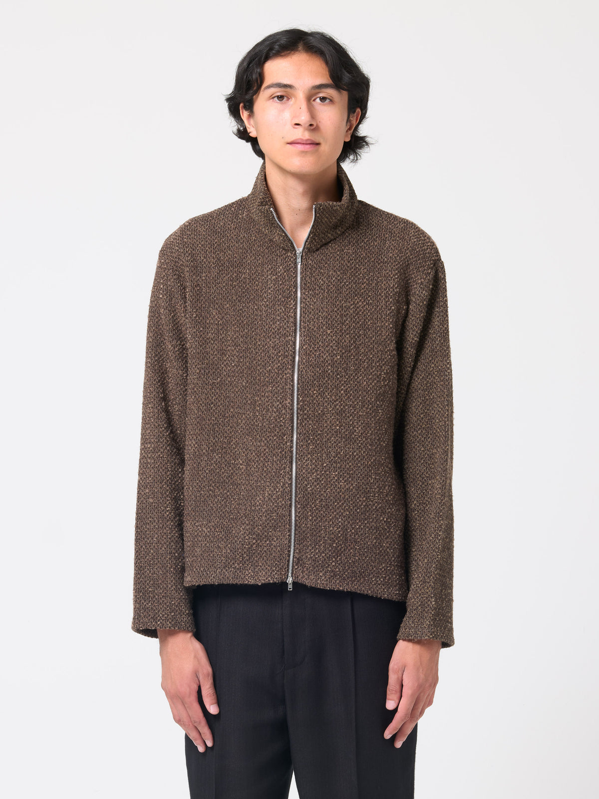 Polo Shrunken, Brown Sparse Buckle Weave