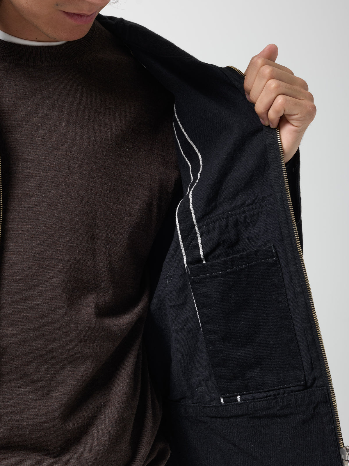 Blouson à Capuche en Denim, Noir