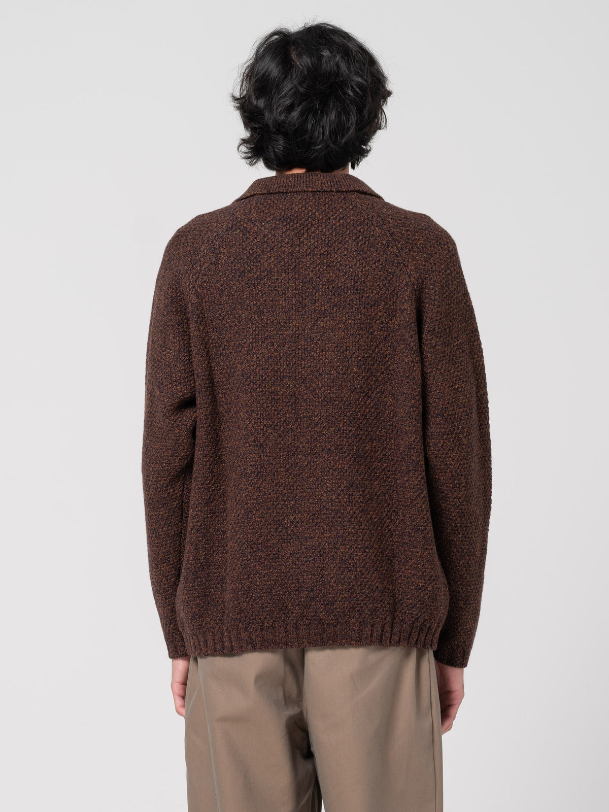 Cardigan Épais Zippé, Marron Mélangé