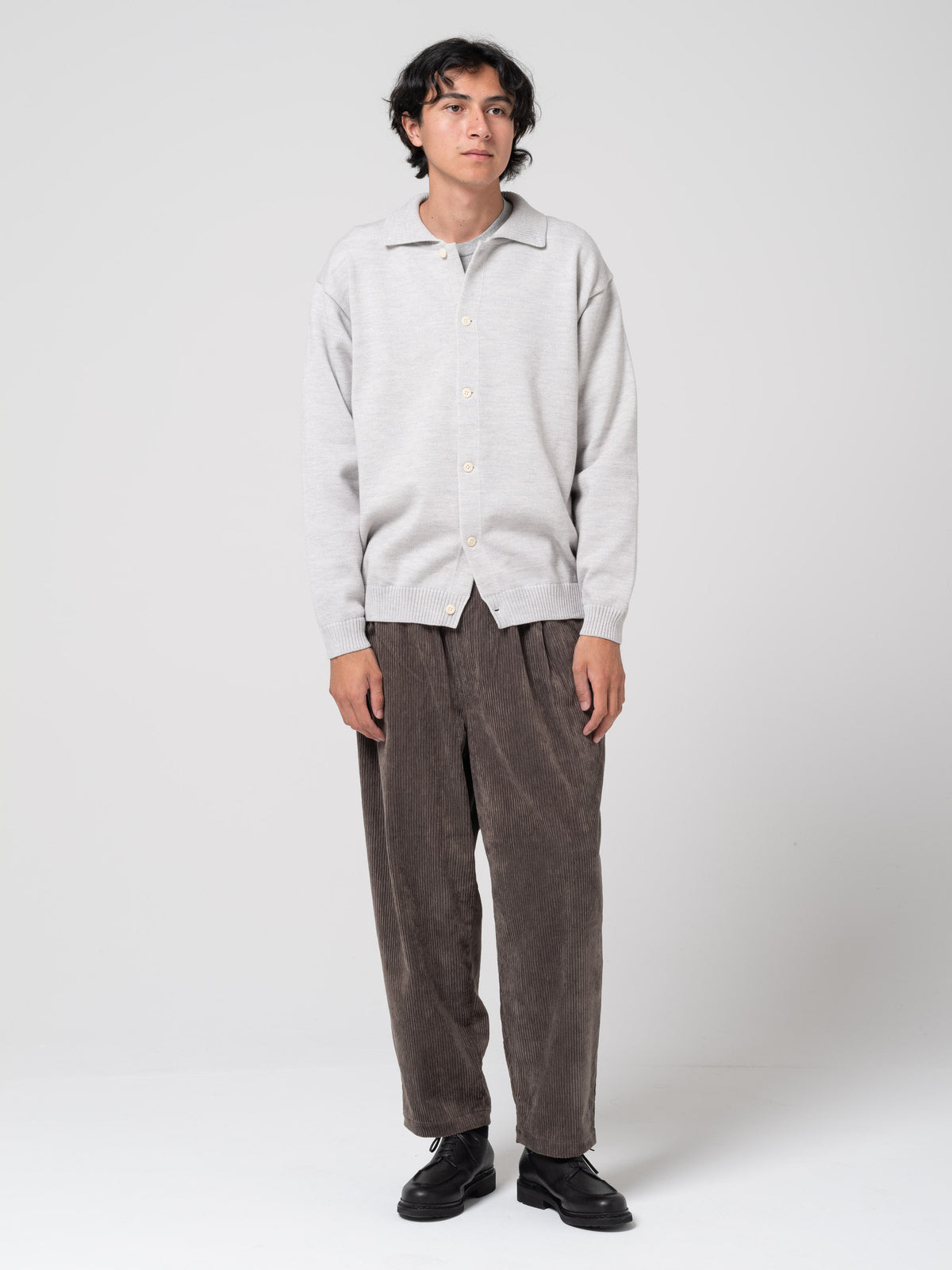 Cardigan Col Polo, Gris Clair