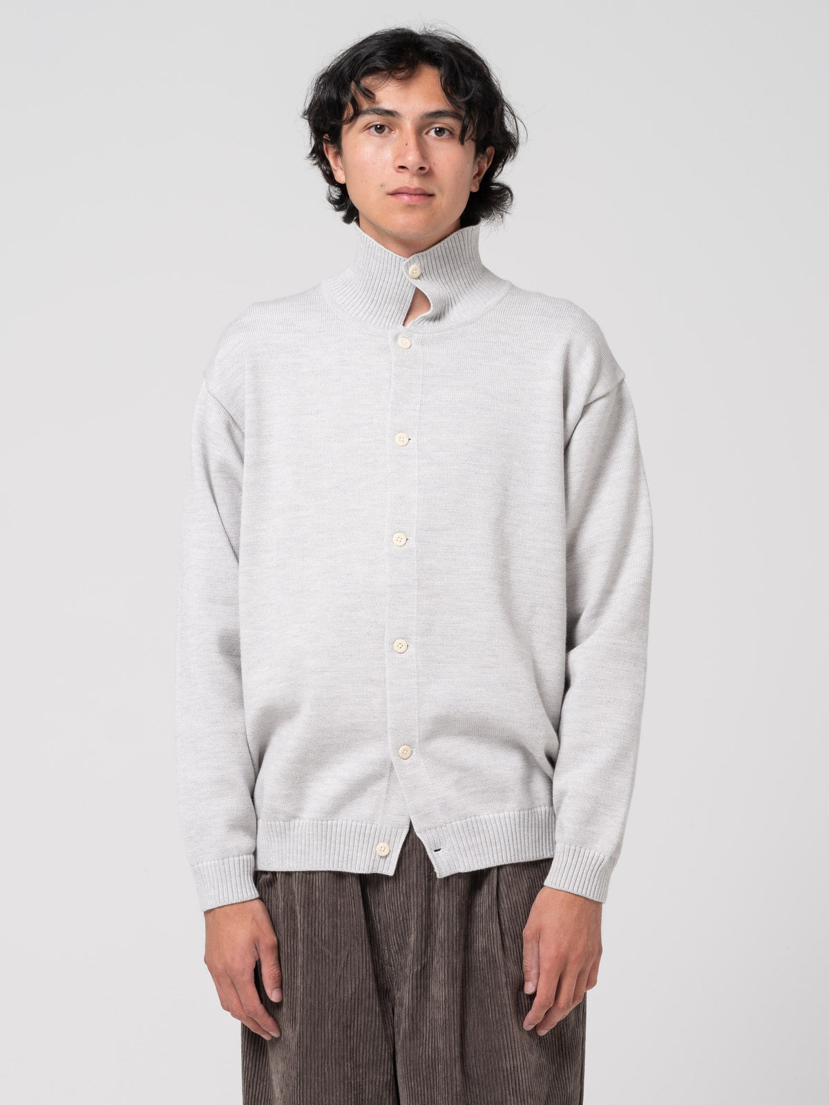 Cardigan Col Polo, Gris Clair